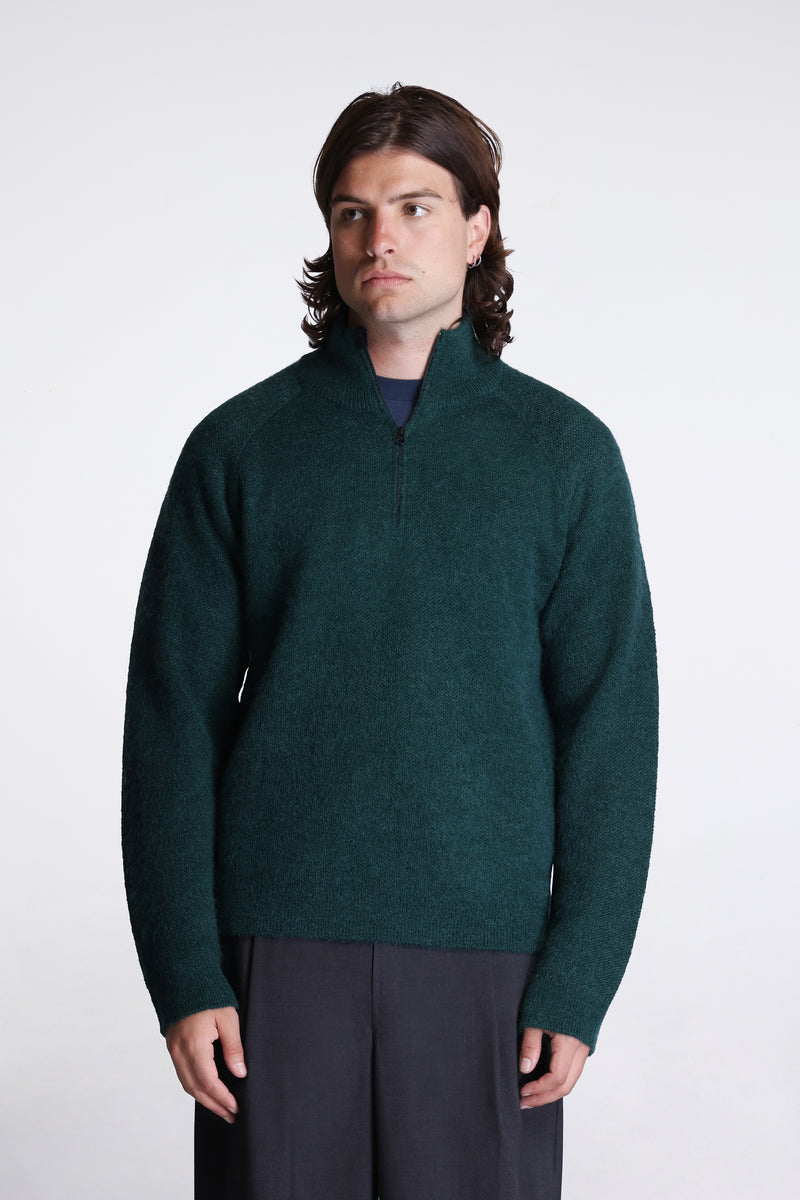 Essence Mohair Mixed Knit Top Forest Green