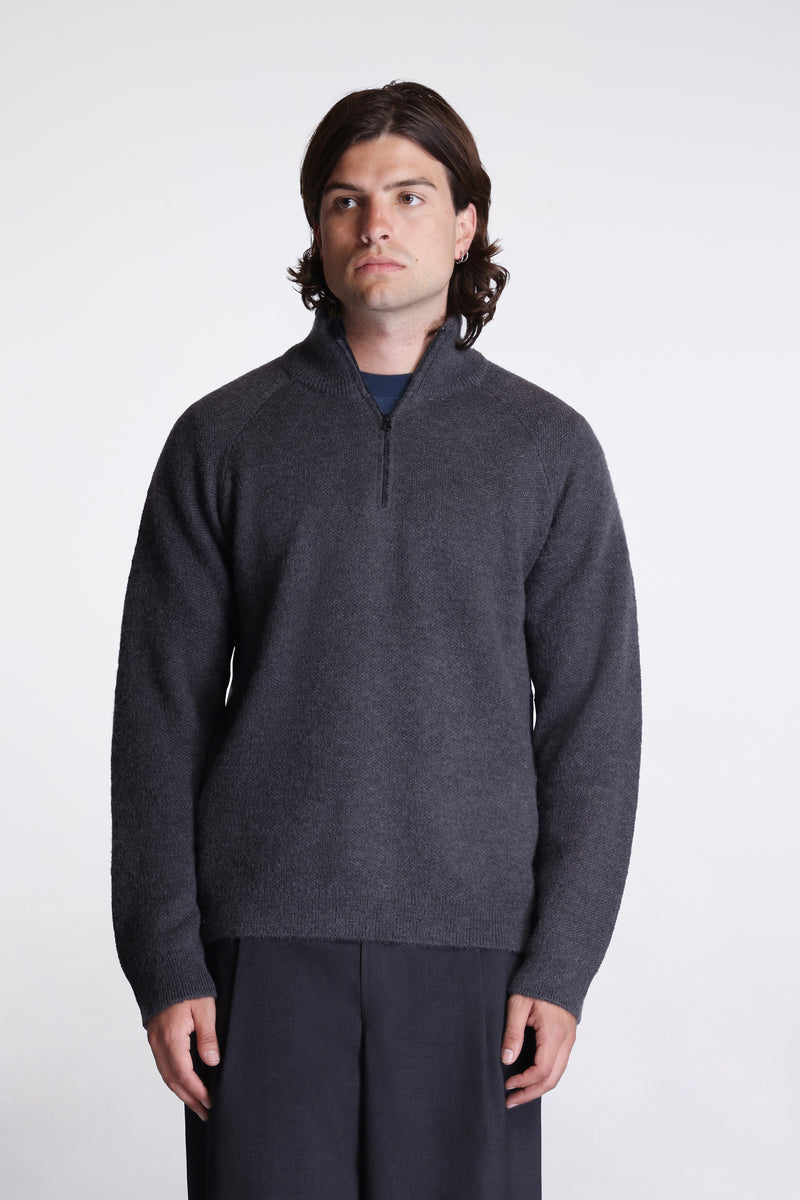 Essence Mohair Mixed Knit Top Slate Brown