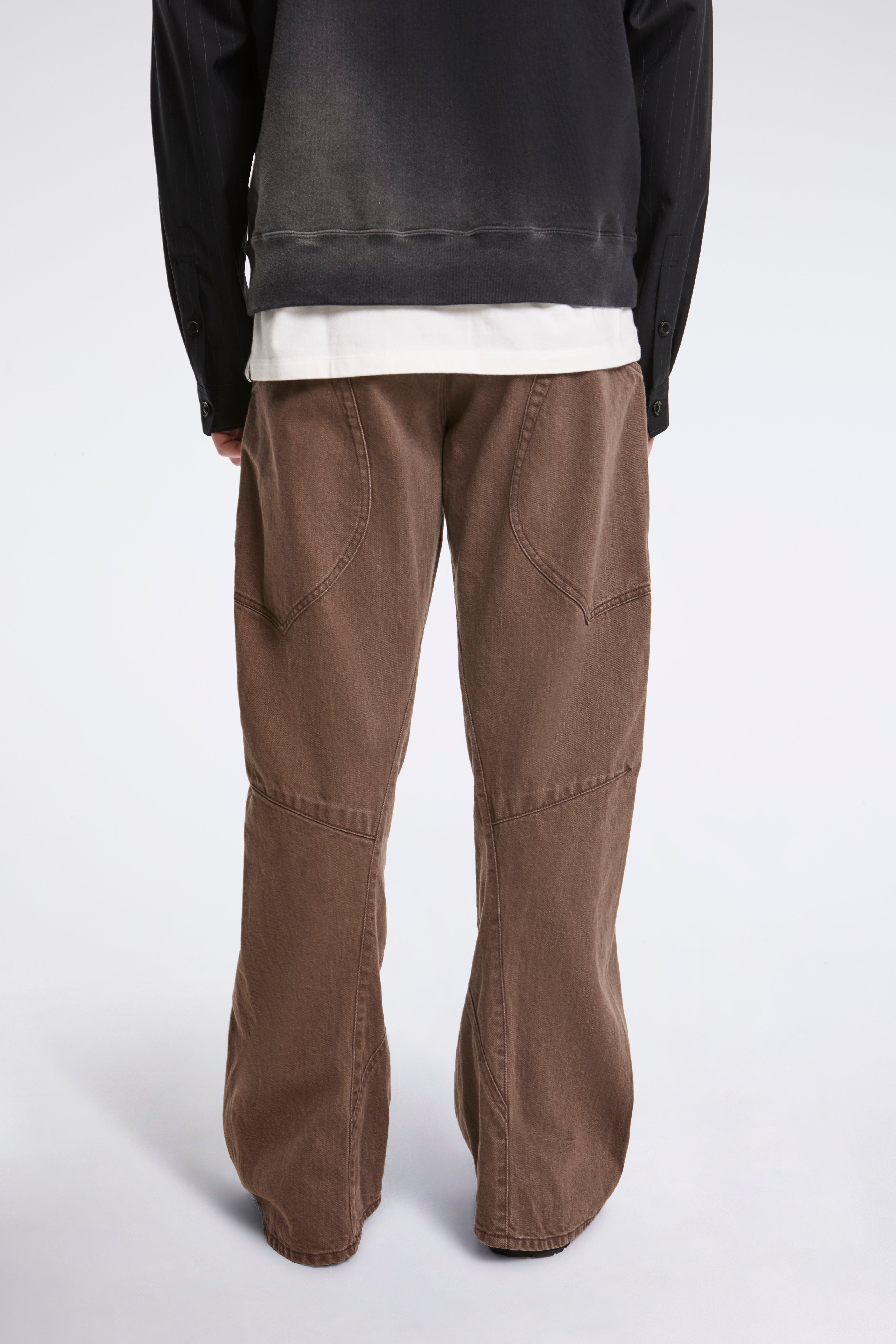 3D Cutting Denim Pants Brown