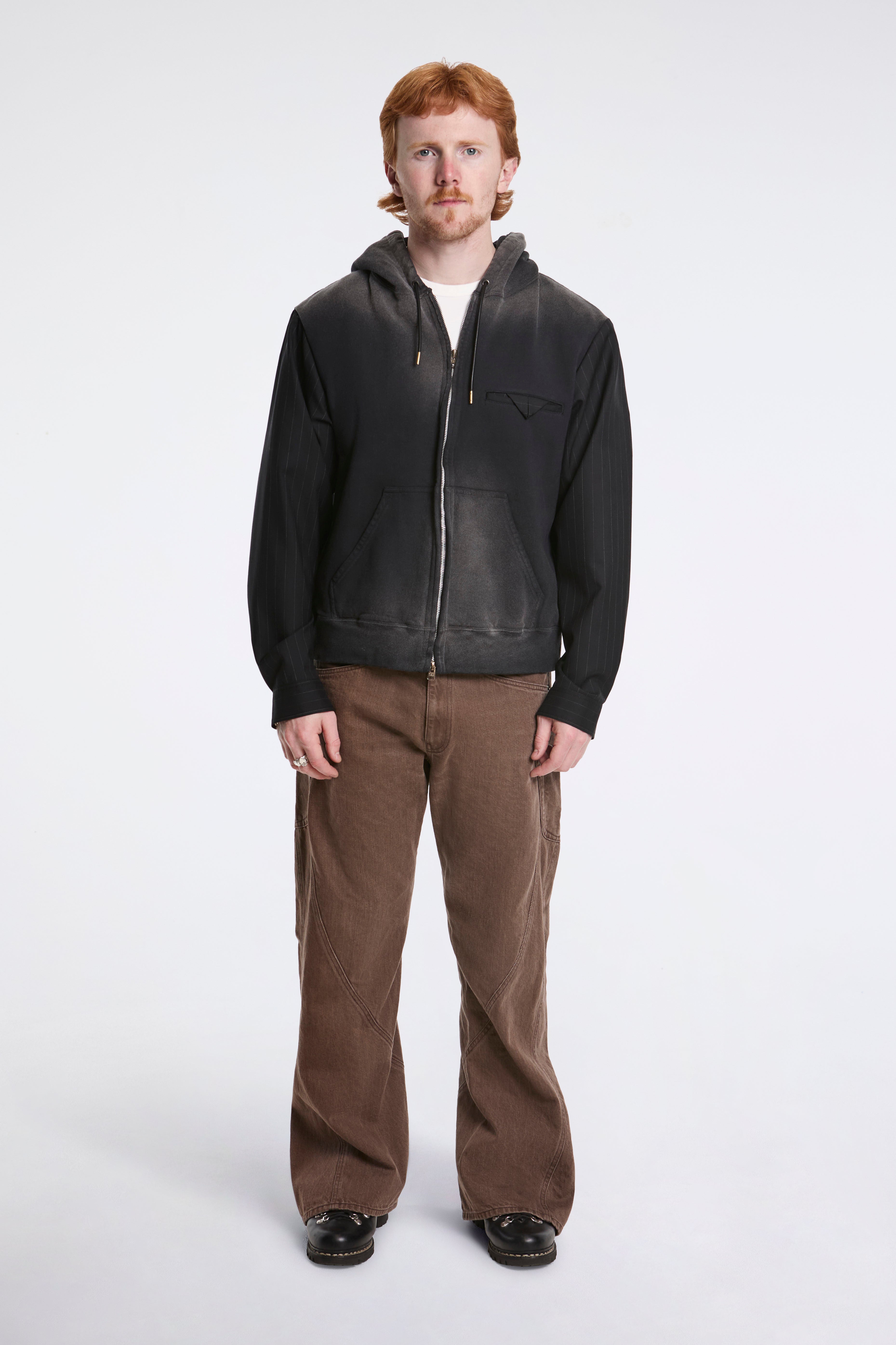 Combination Zip Hoodie Black