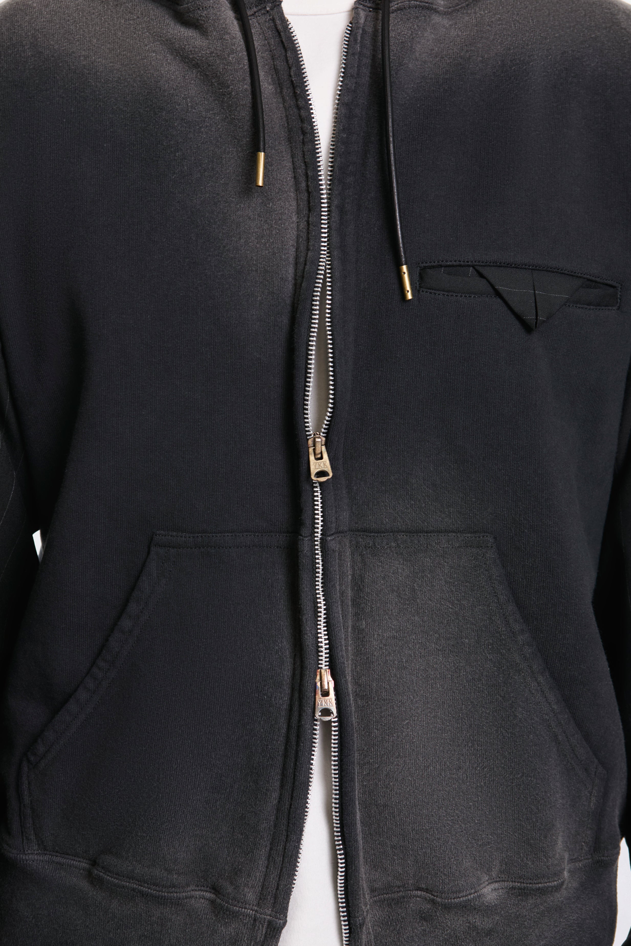 Combination Zip Hoodie Black