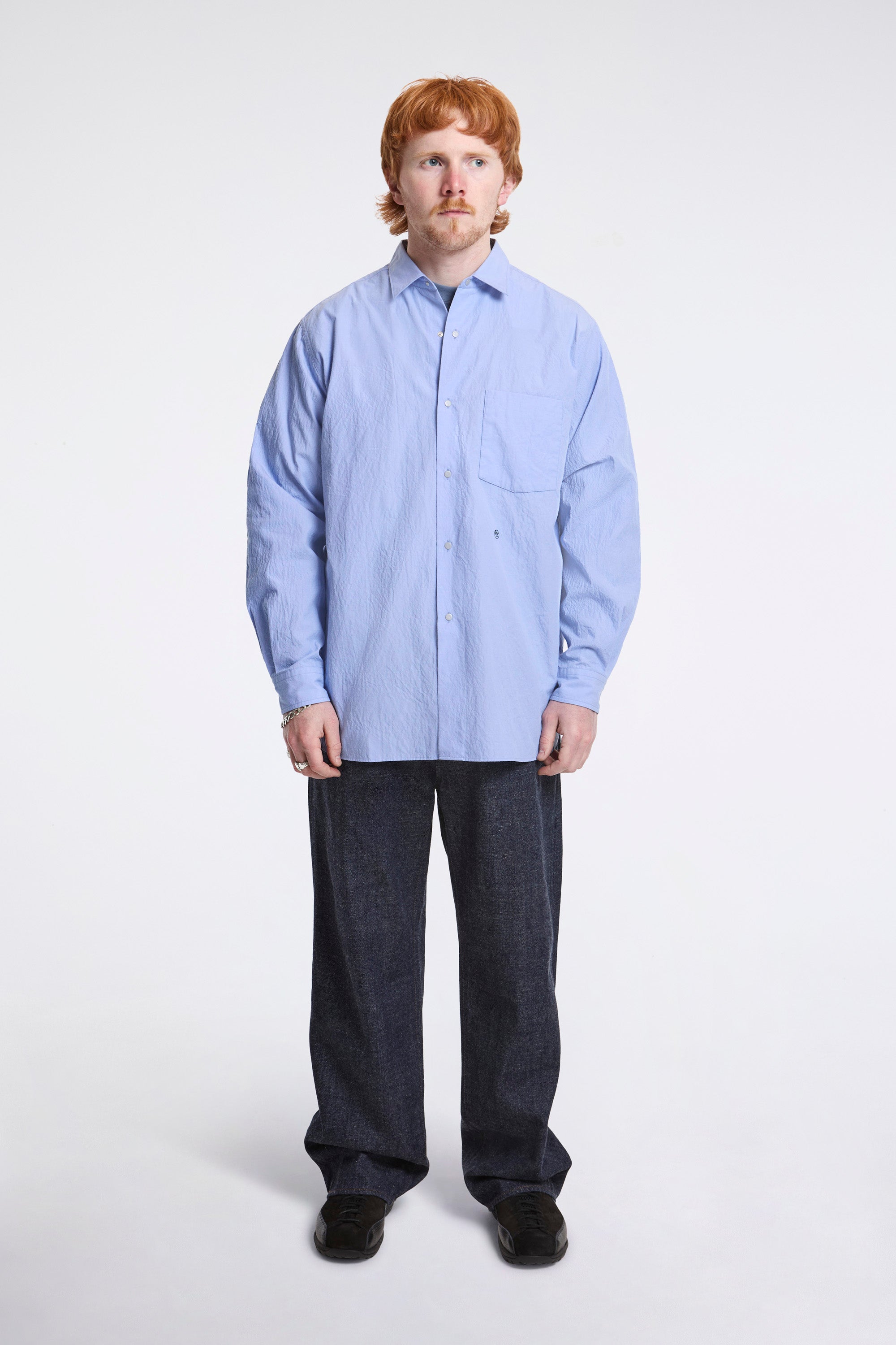 Regular Collar Wind Shirt Sax