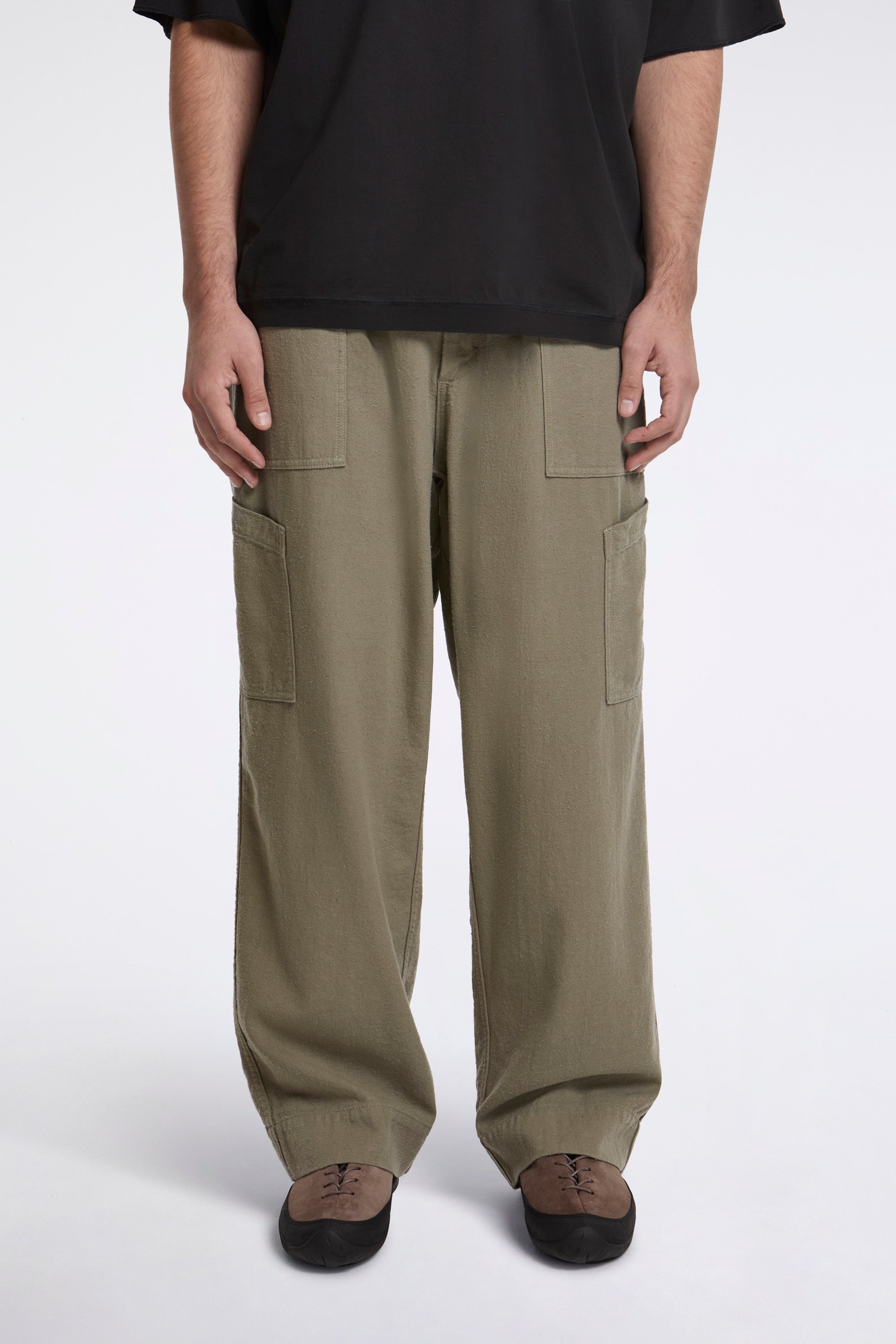 Silk Nep Cotton Twill Deck Pants Khaki Beige