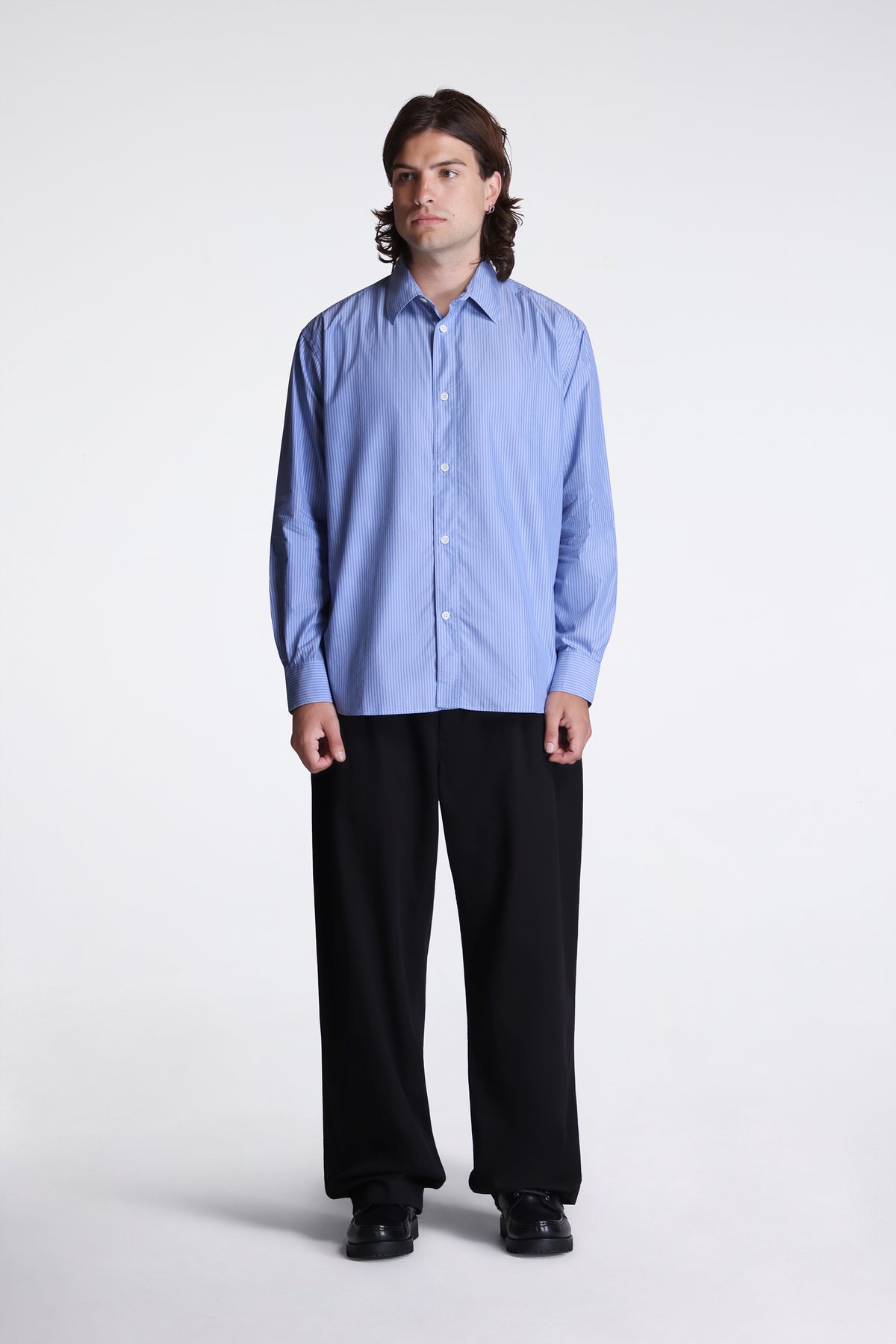 Espevik Fine Cotton Poplin Oversize Shirt Cerulean