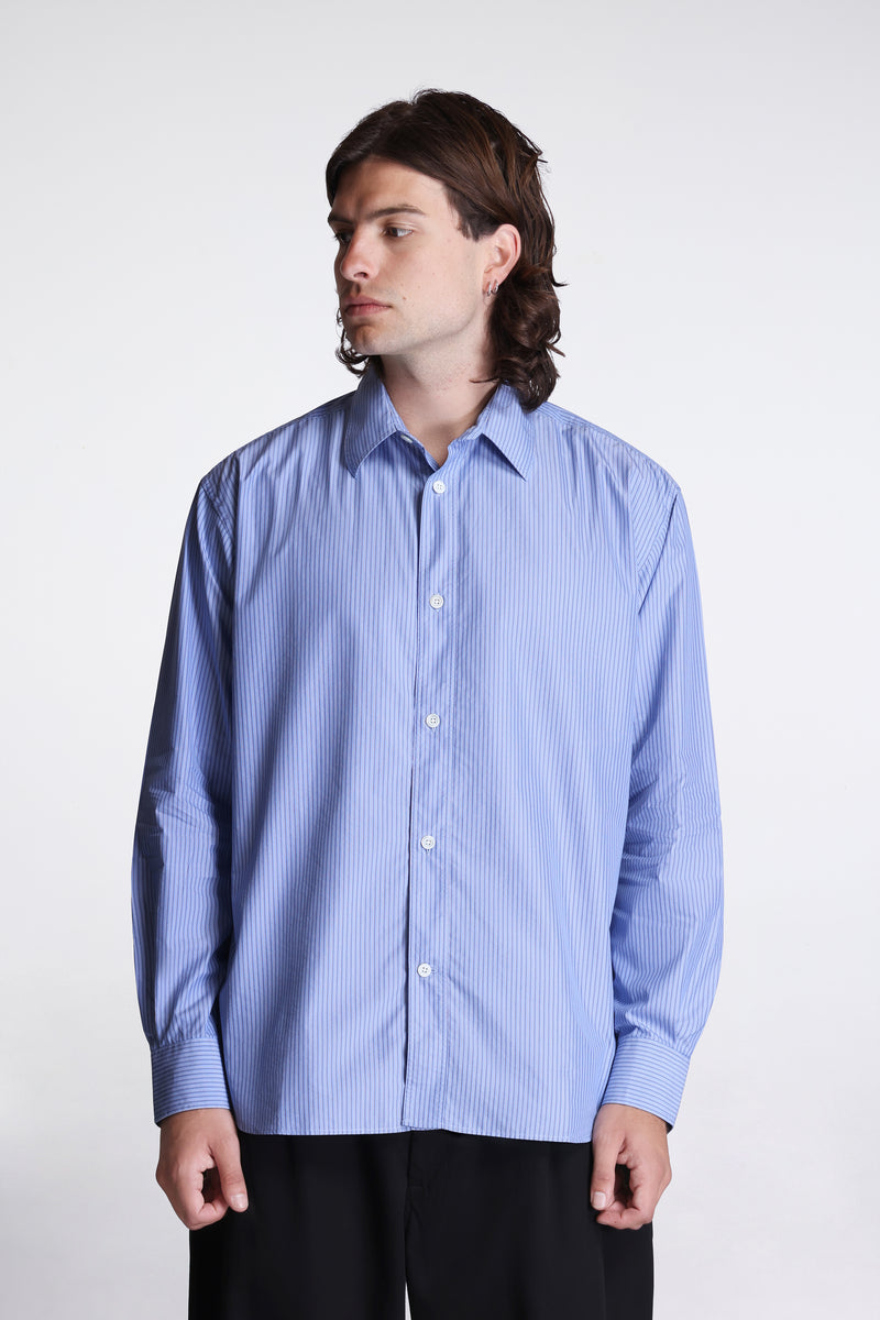 Espevik Fine Cotton Poplin Oversize Shirt Cerulean