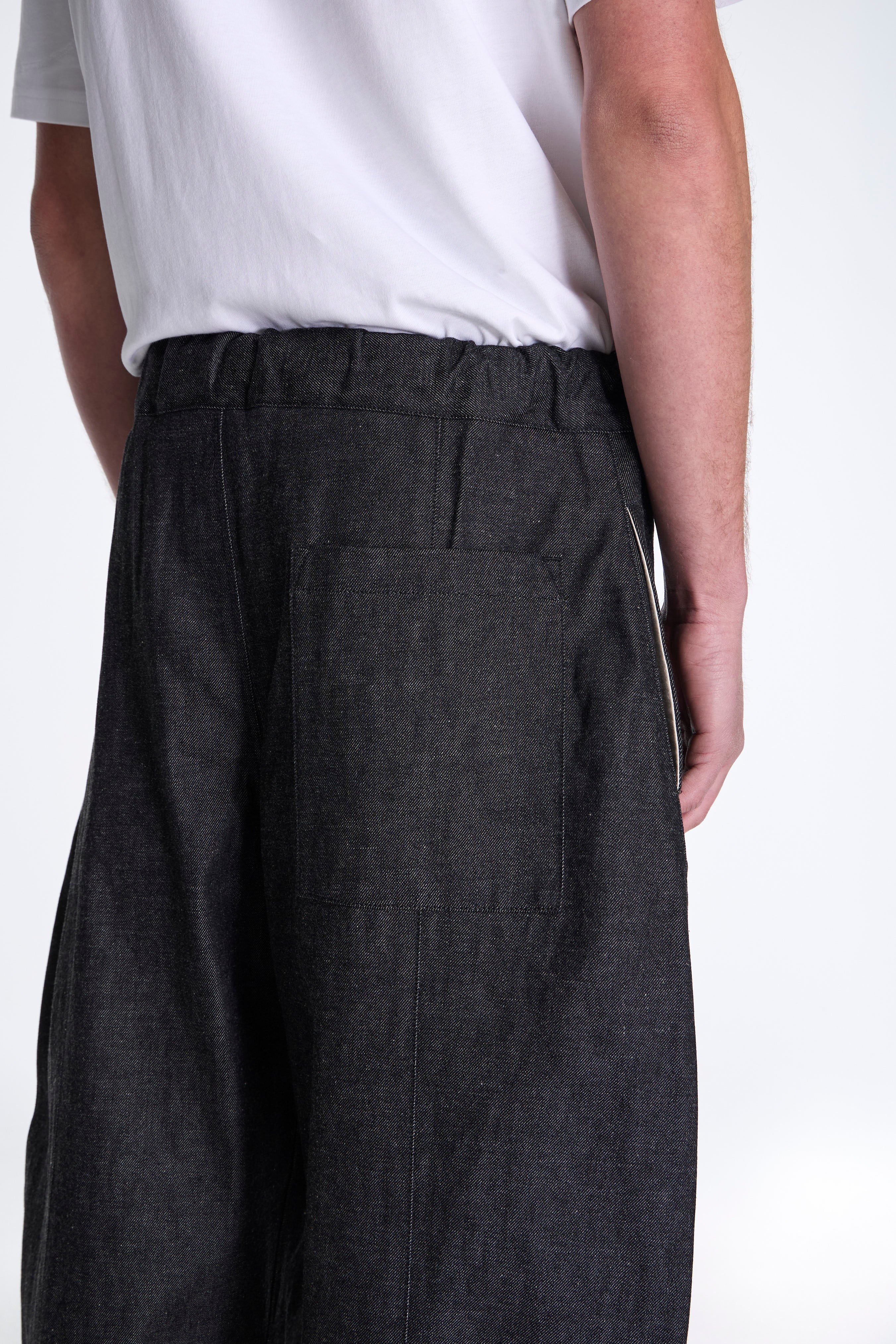 Sage Nation Box Pleat Trouser Denim Raw Black