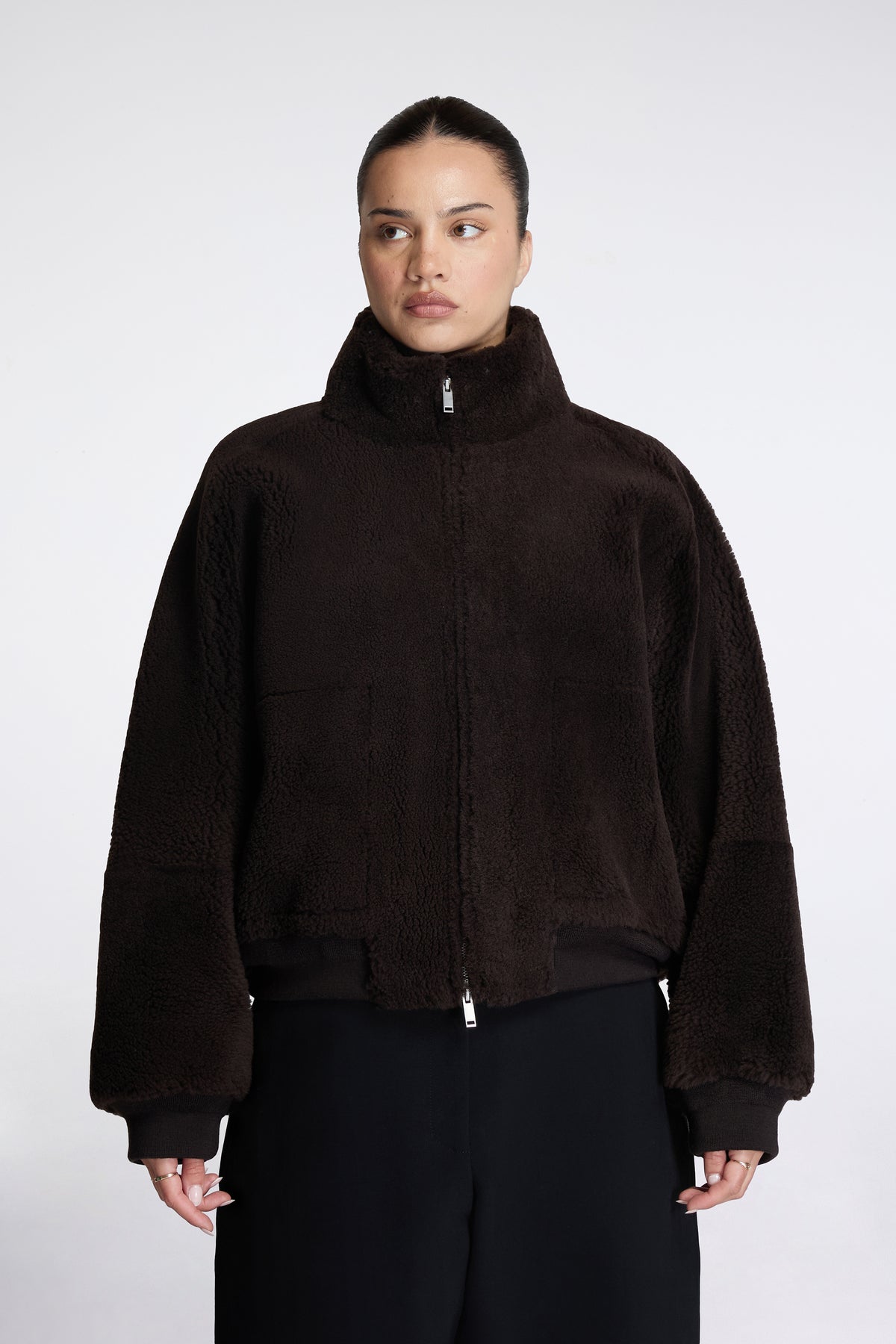 Banthe Shearling Bomber Jacket Coffee