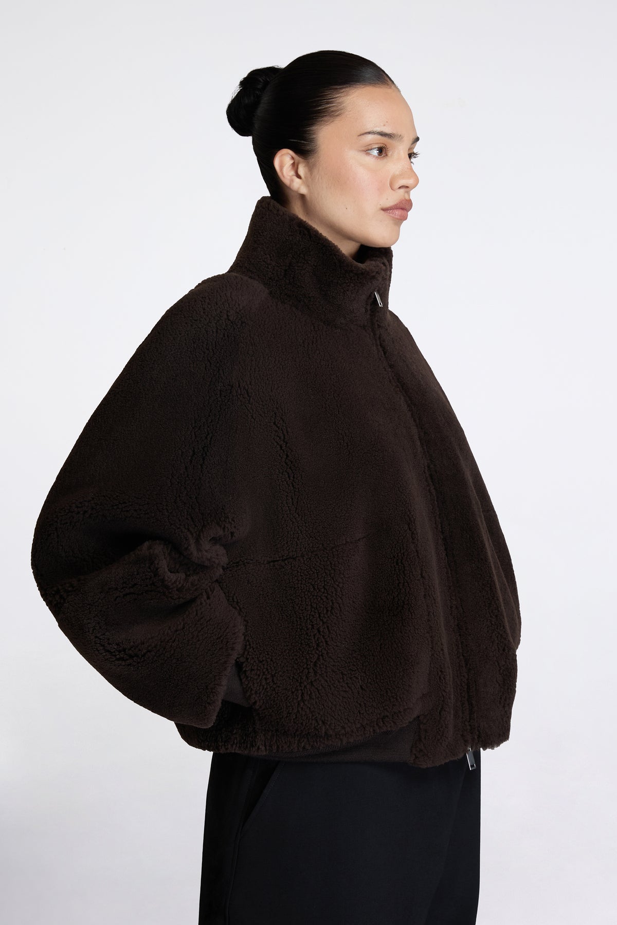 Banthe Shearling Bomber Jacket Coffee