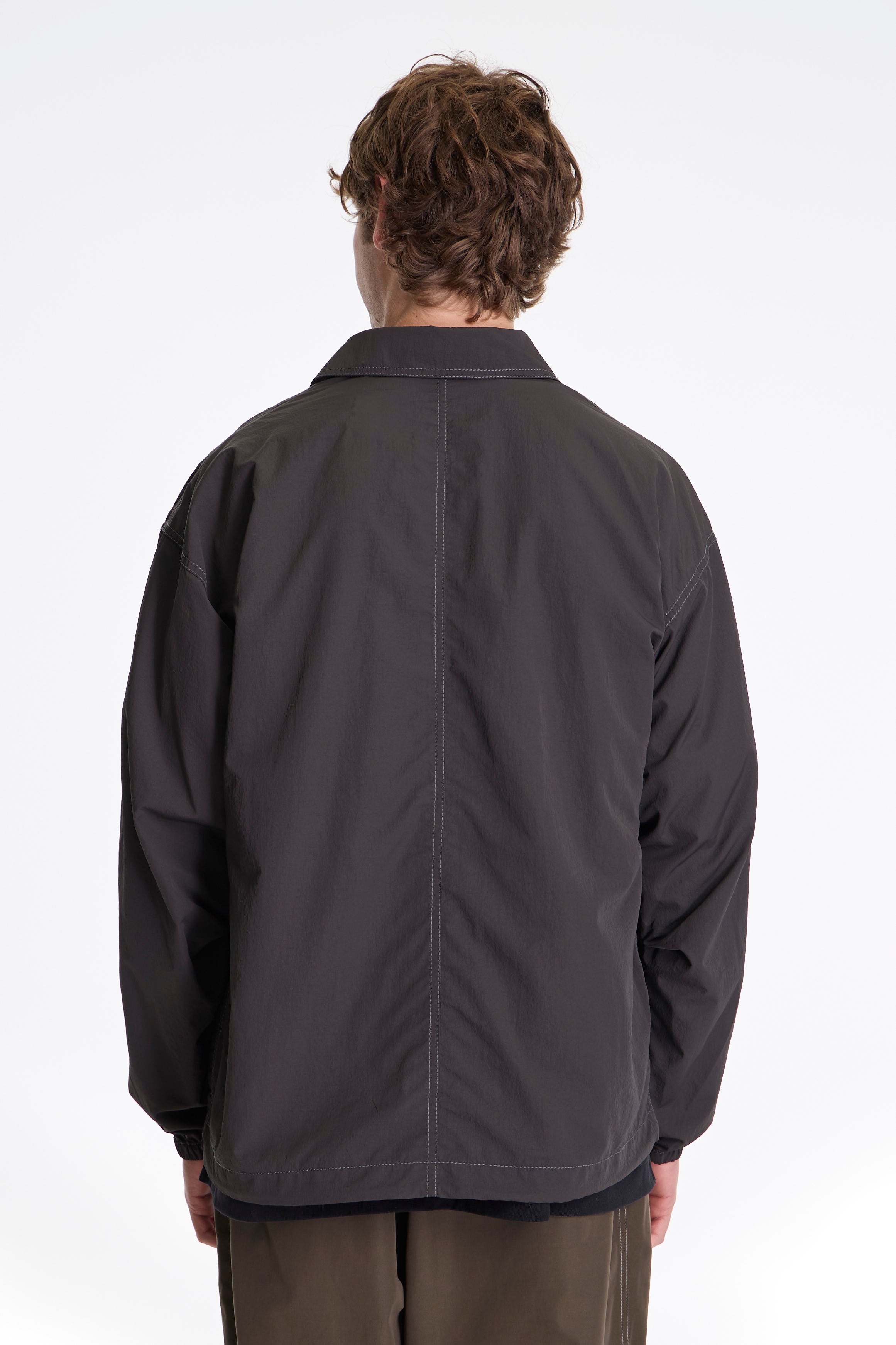 Crinkled Nylon Shirt Jacket Charcoal