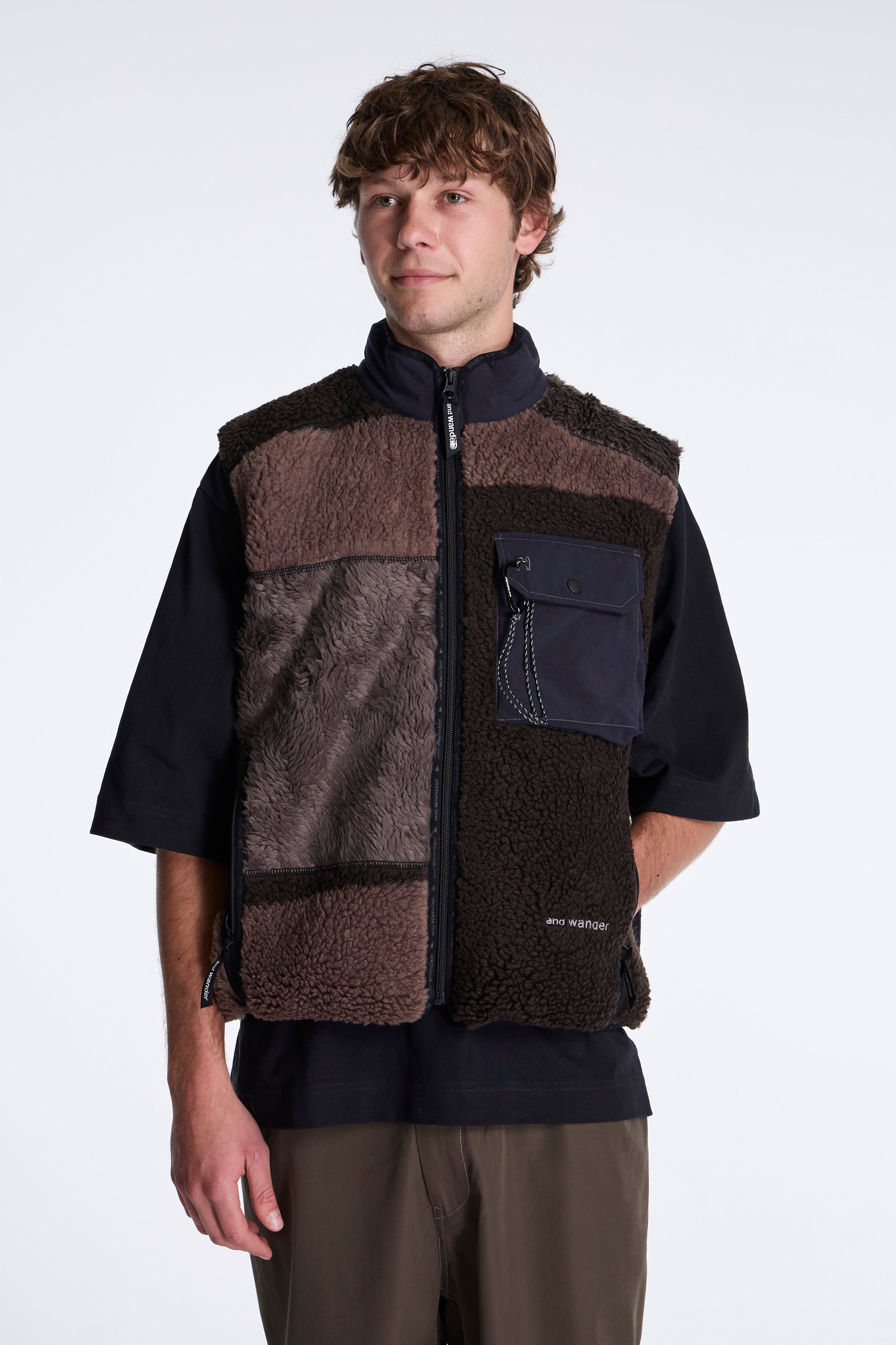 Mix Boa Vest Brown