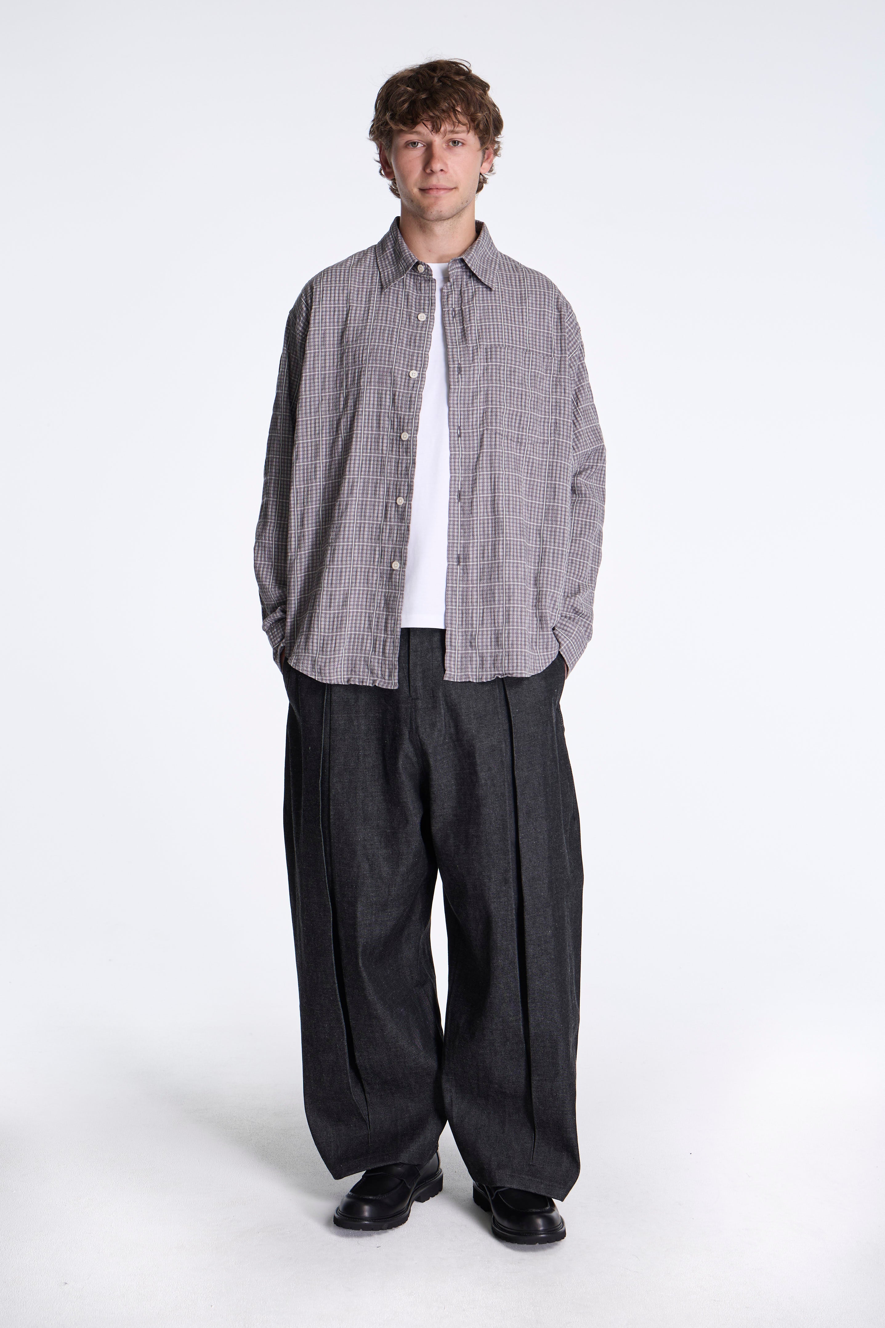 Sage Nation Box Pleat Trouser Denim Raw Black
