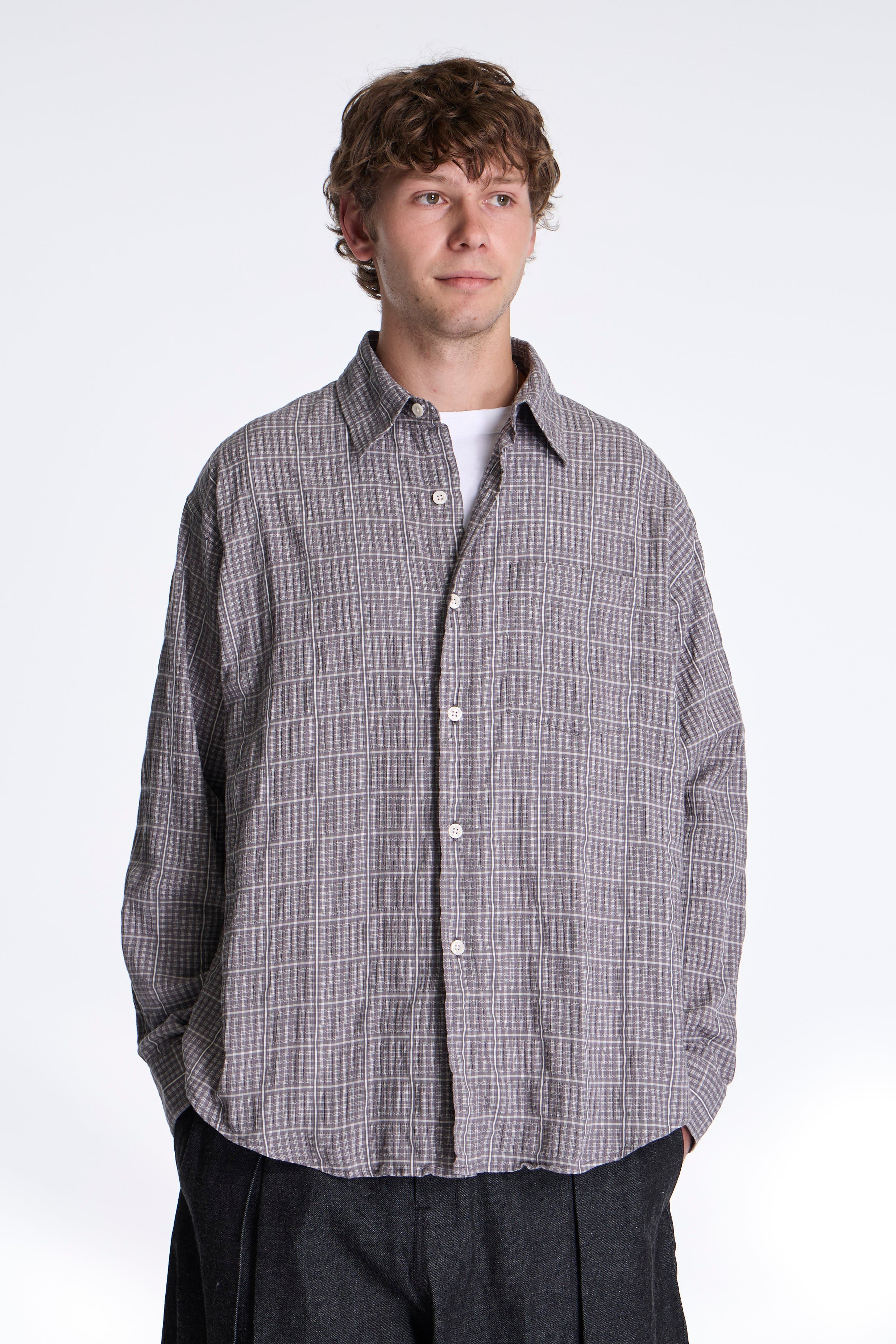 Executive Shirt Grey Textured Check