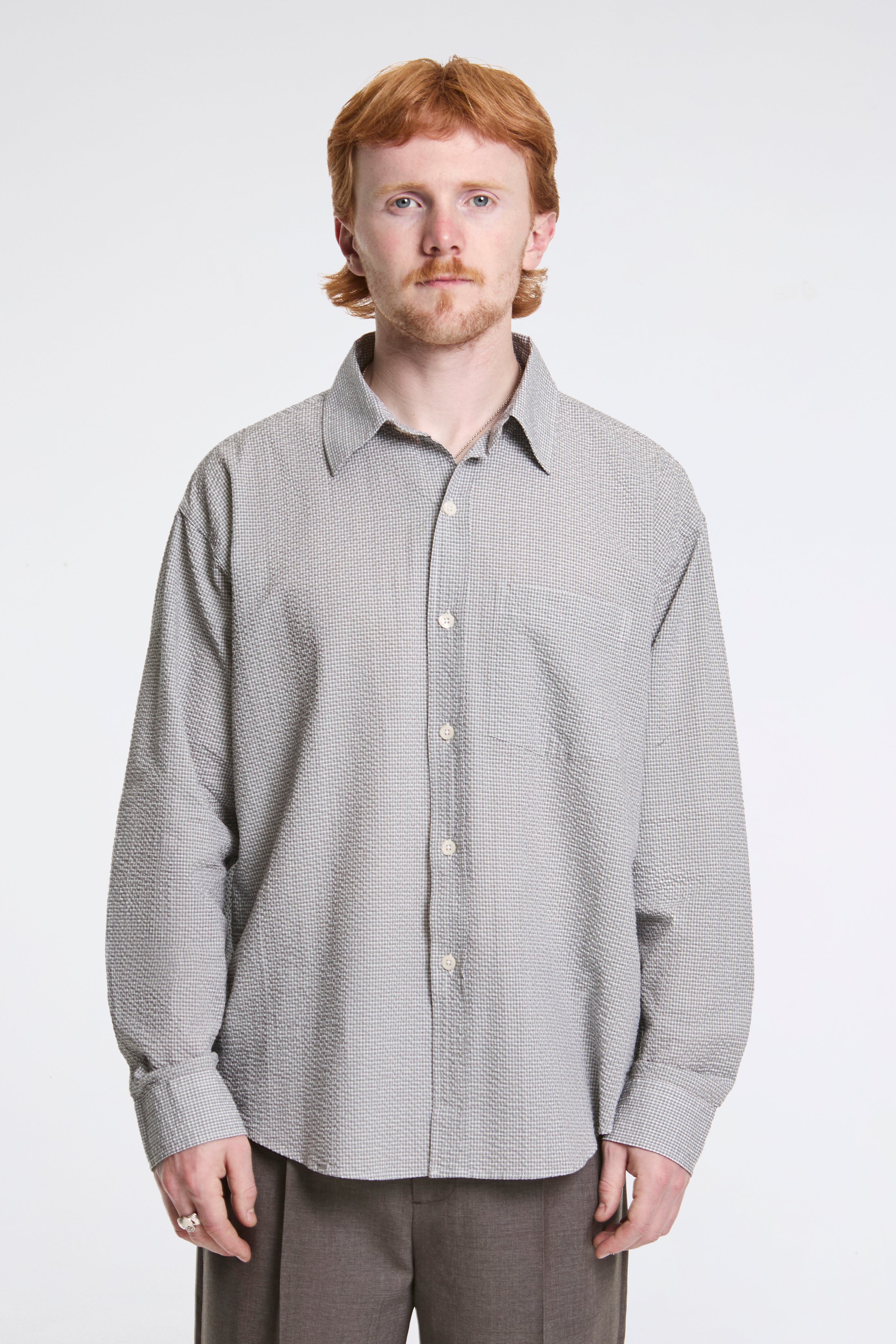 Executive Shirt Textured Bottle Grey Check