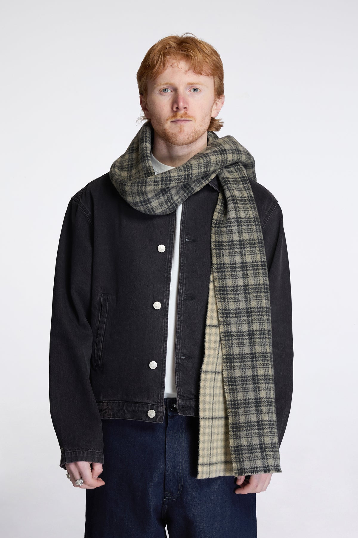Facade Scarf Double Faced Grey Check