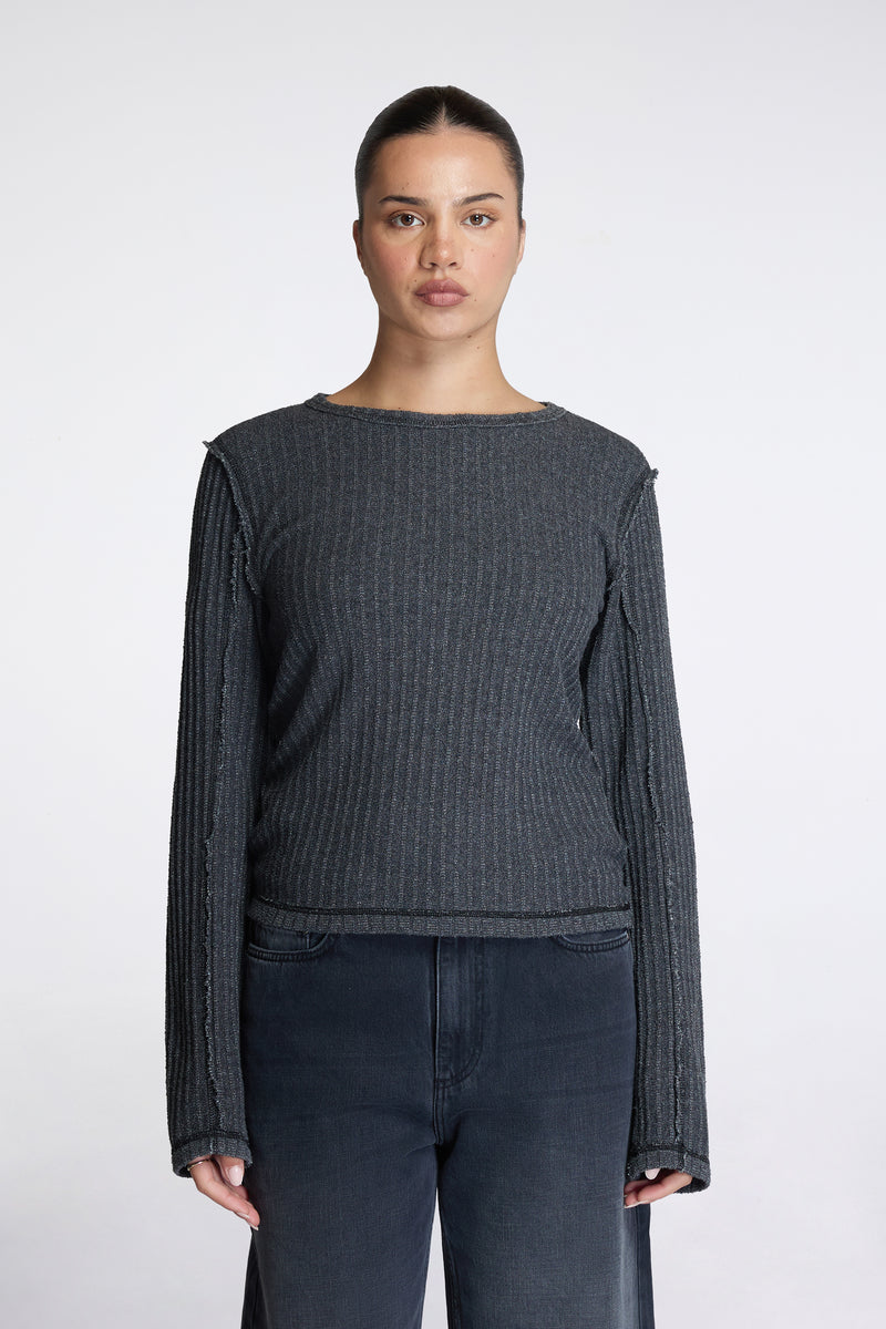 Womens Ls Rib Tee Bouclé Rib