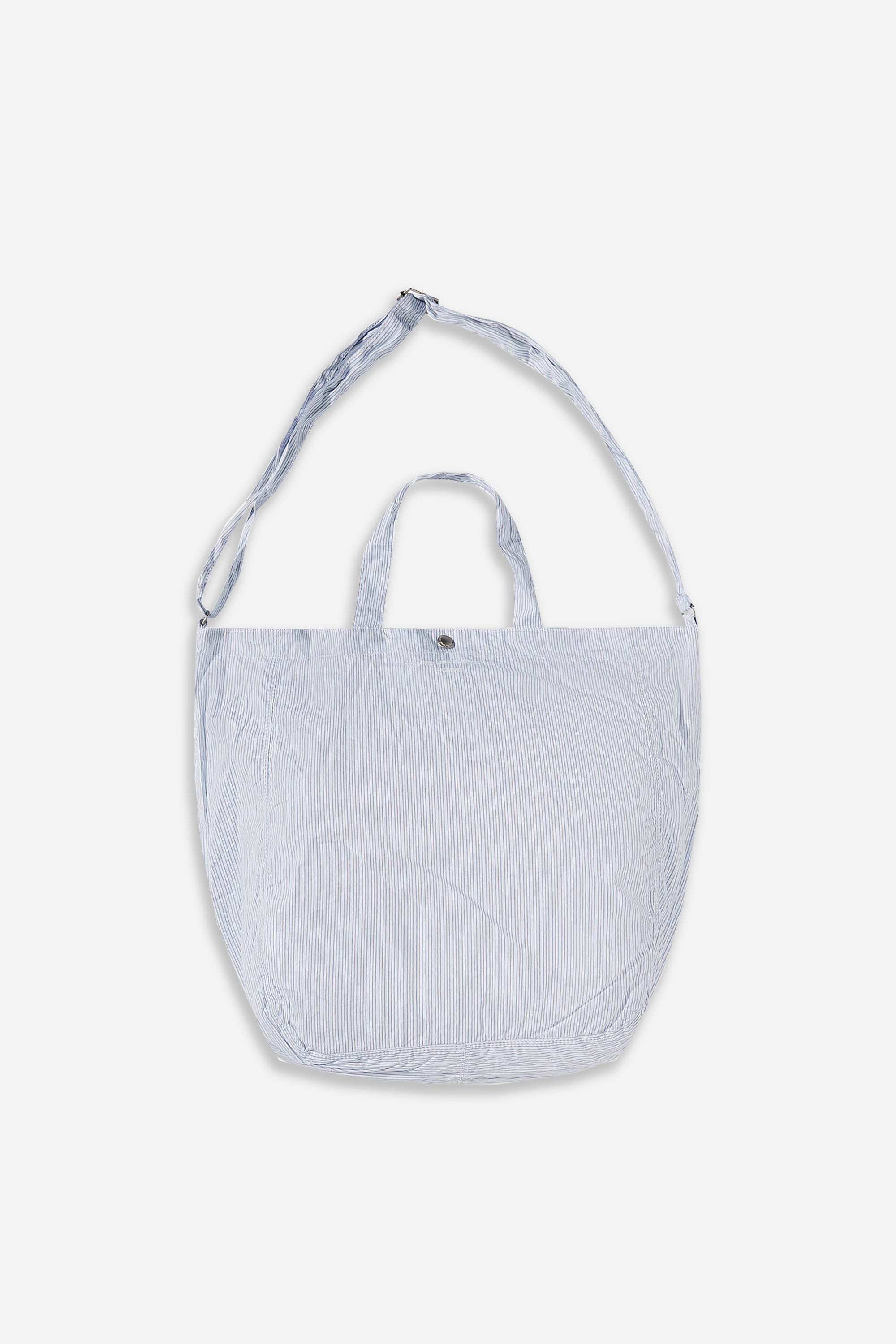 Striped Cotton Tote Bag White/Blue