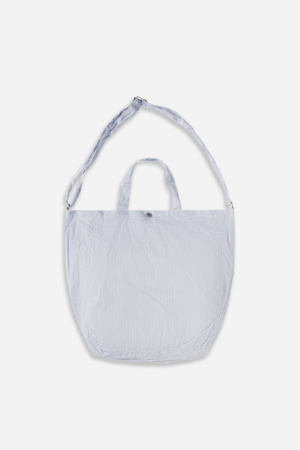 Striped Cotton Tote Bag White/Blue