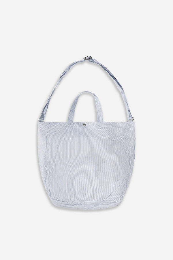 Striped Cotton Tote Bag White/Blue