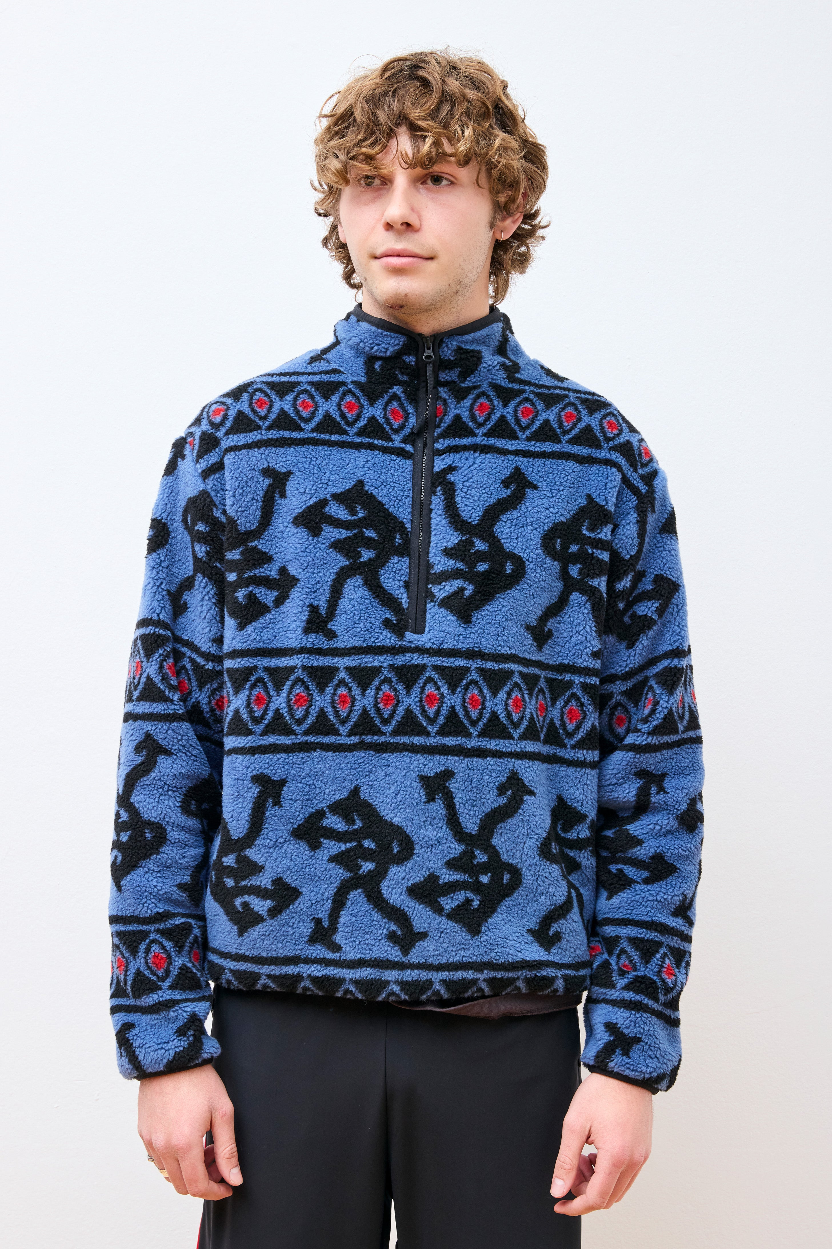 Half-Zip Pile Fleece Blue Arrow
