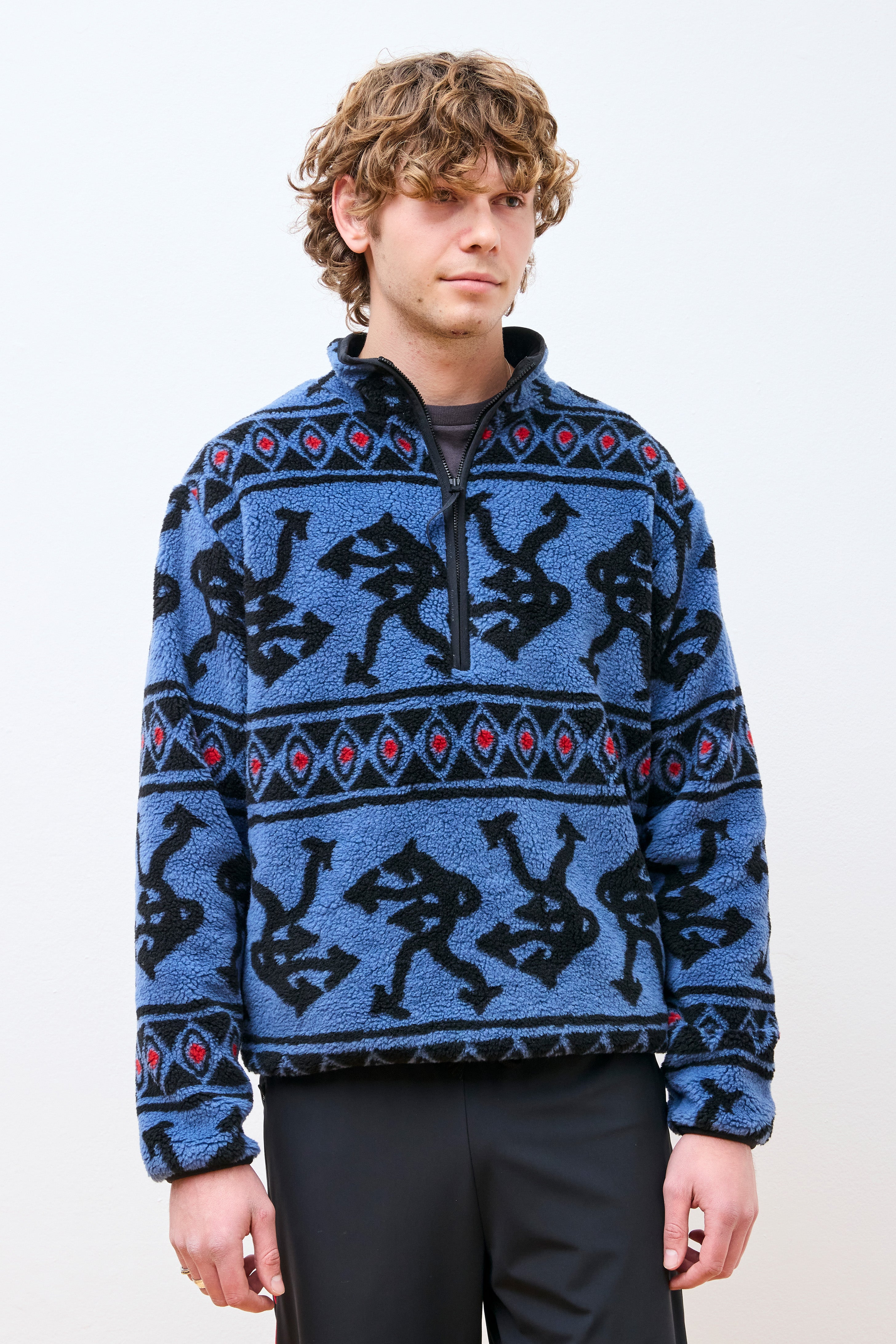 Half-Zip Pile Fleece Blue Arrow