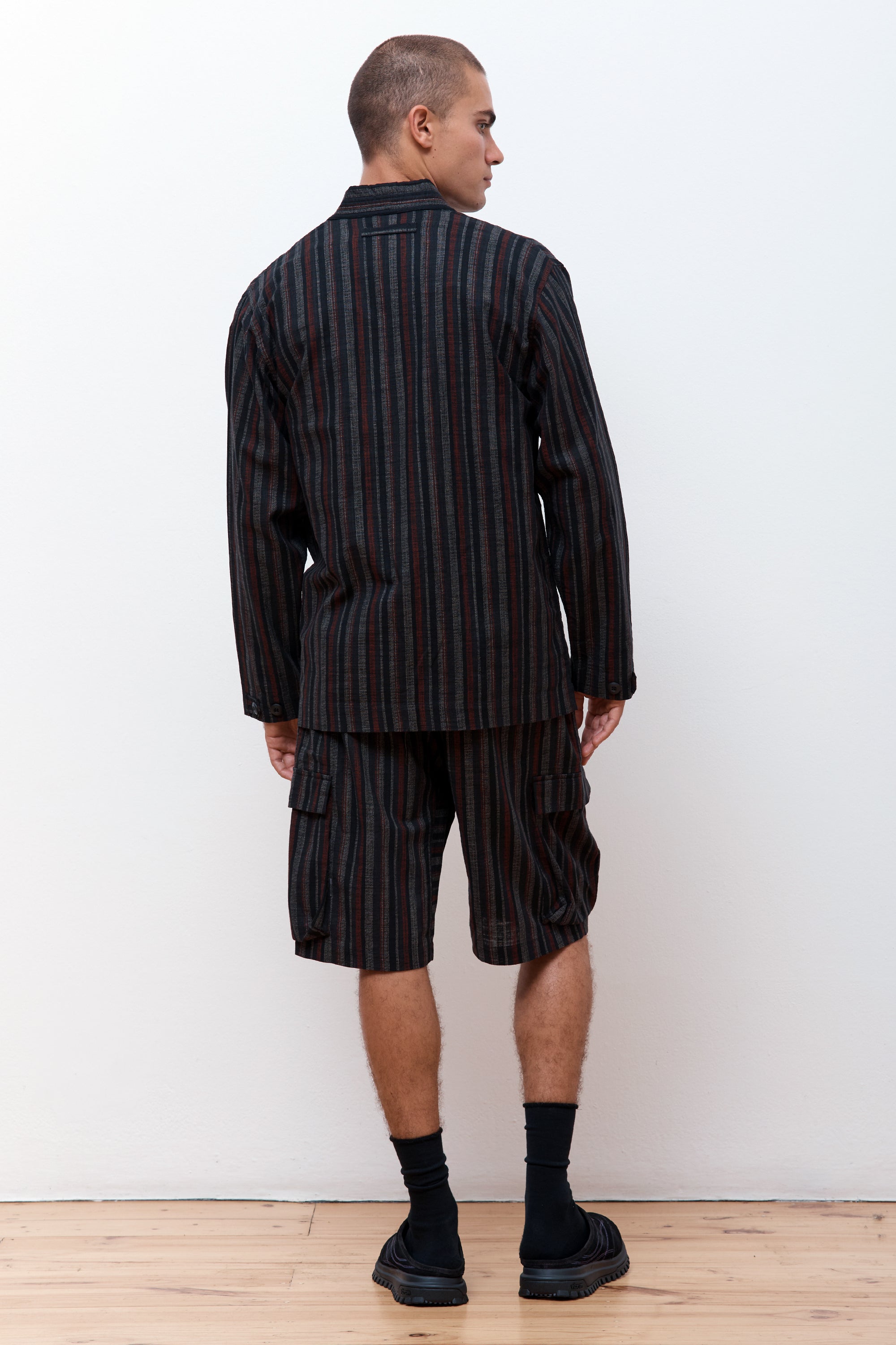 Wagara Stripe Summer Kimono Black