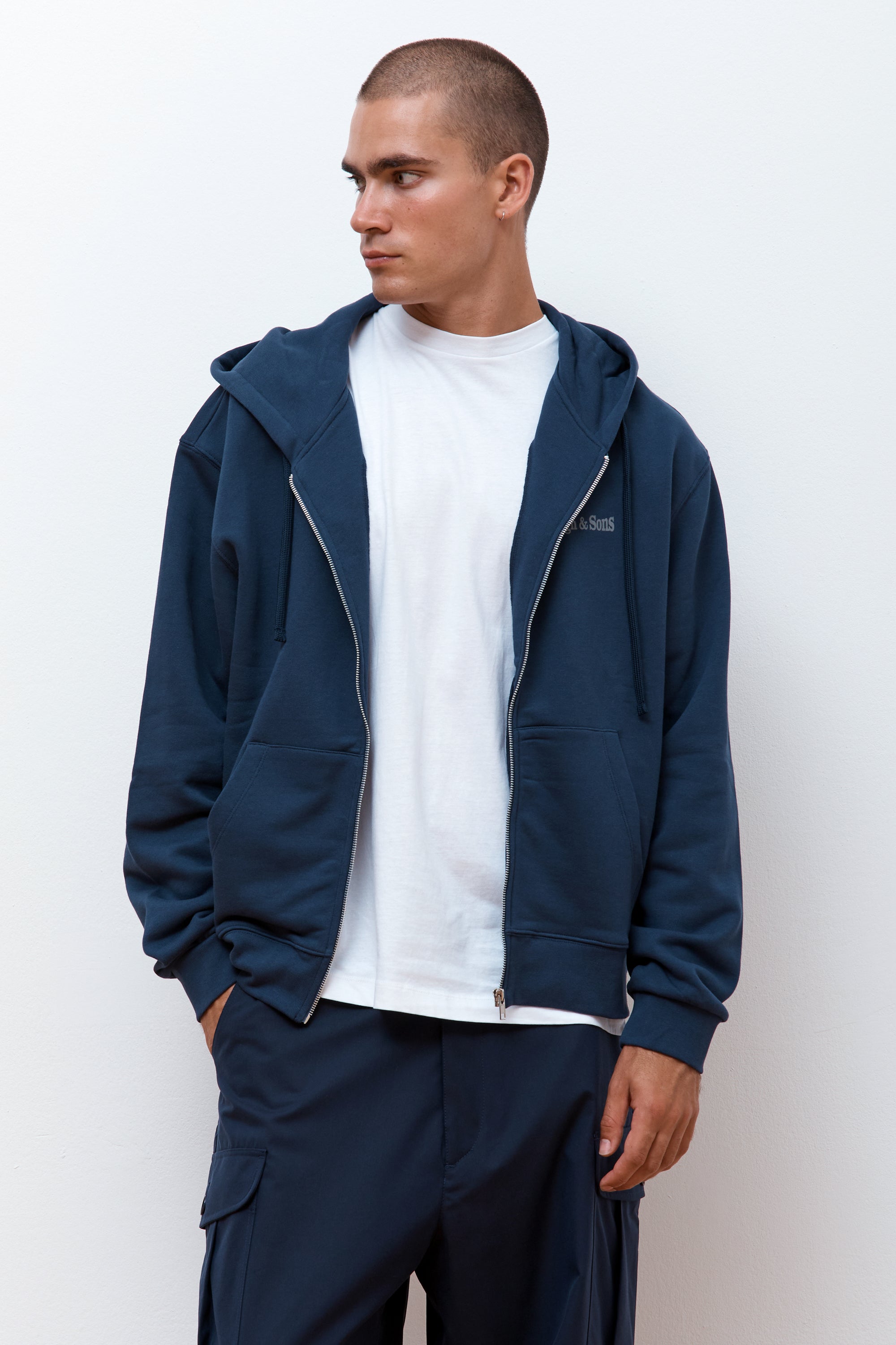 Sky High And Sons Zip-Up Hoodie Navy