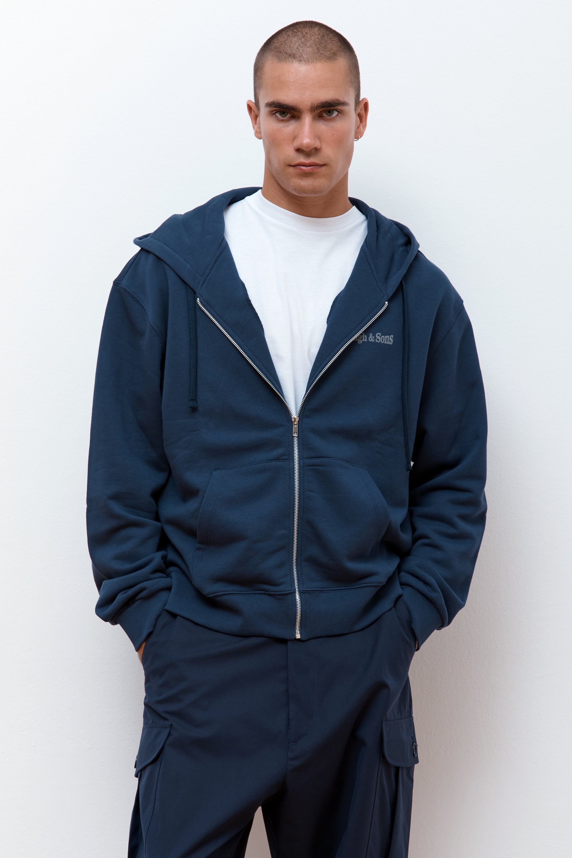 Sky High And Sons Zip-Up Hoodie Navy