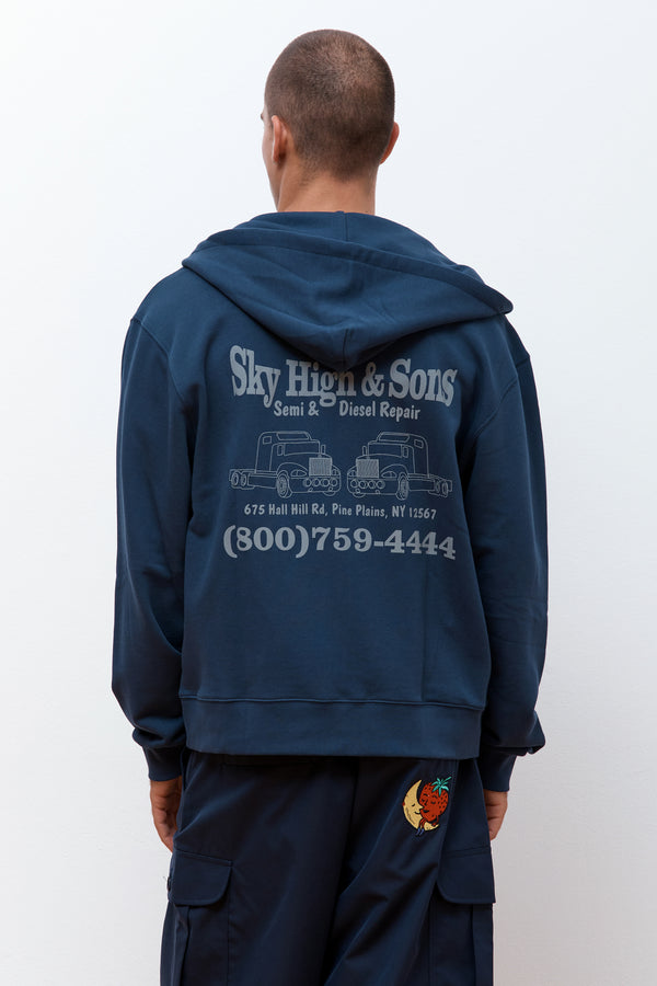 Sky High And Sons Zip-Up Hoodie Navy