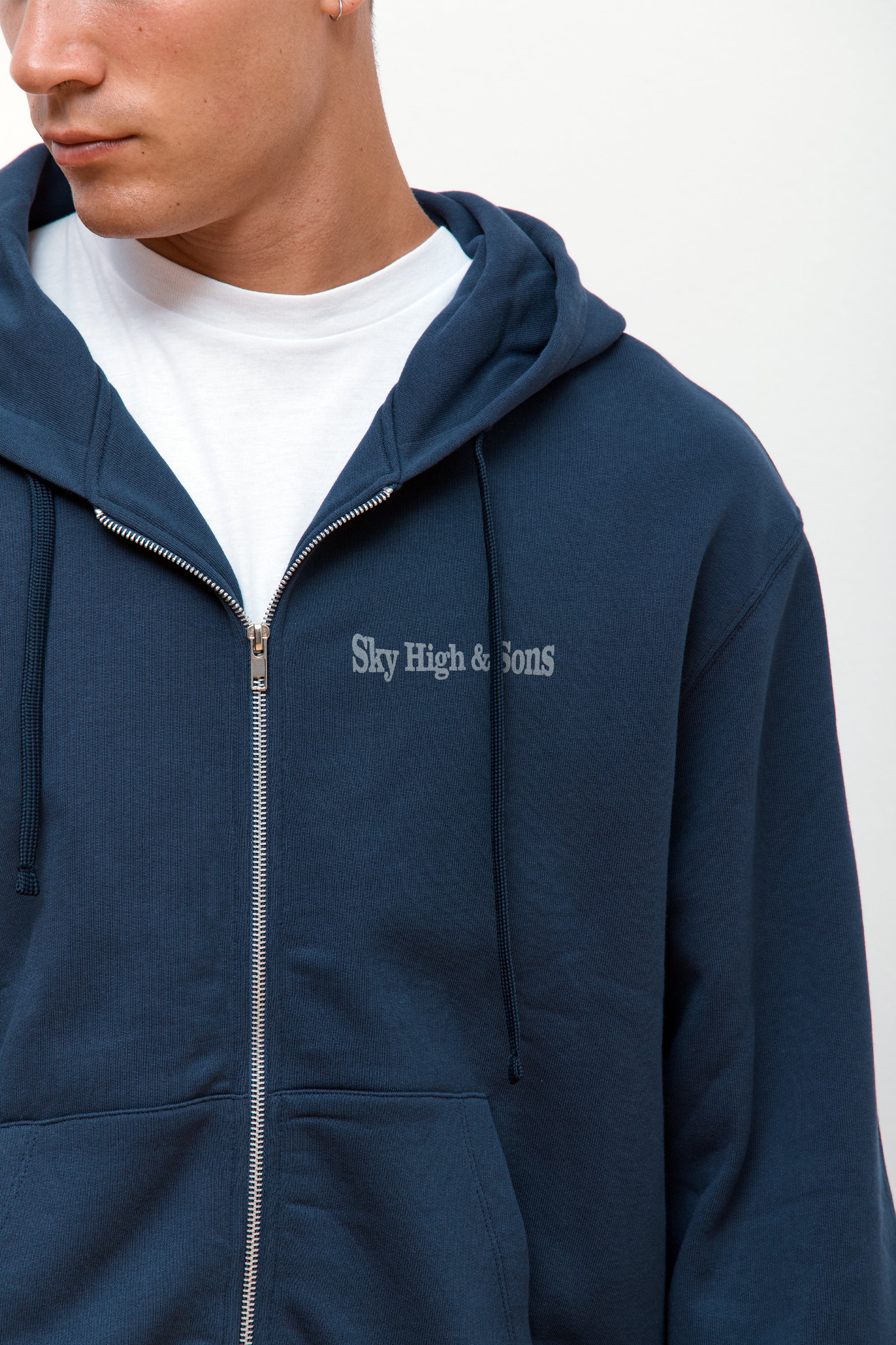 Sky High And Sons Zip-Up Hoodie Navy