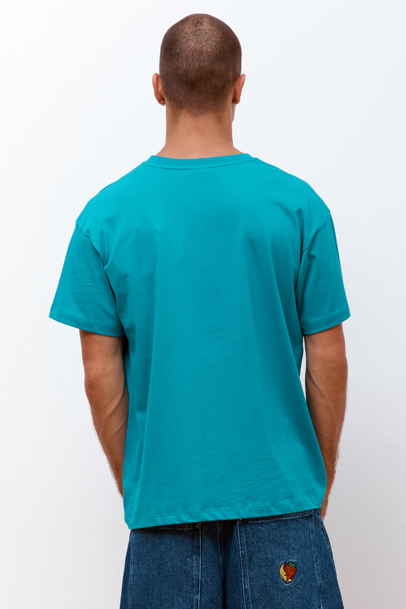 Construction Graphic Logo T-Shirt Teal