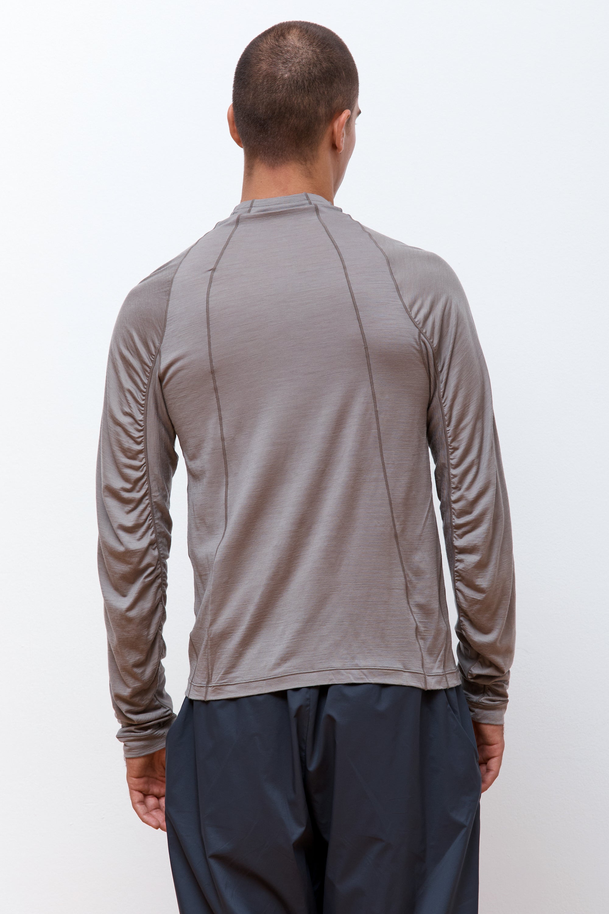 Wool Half-Zip LS Tee Grey Beige