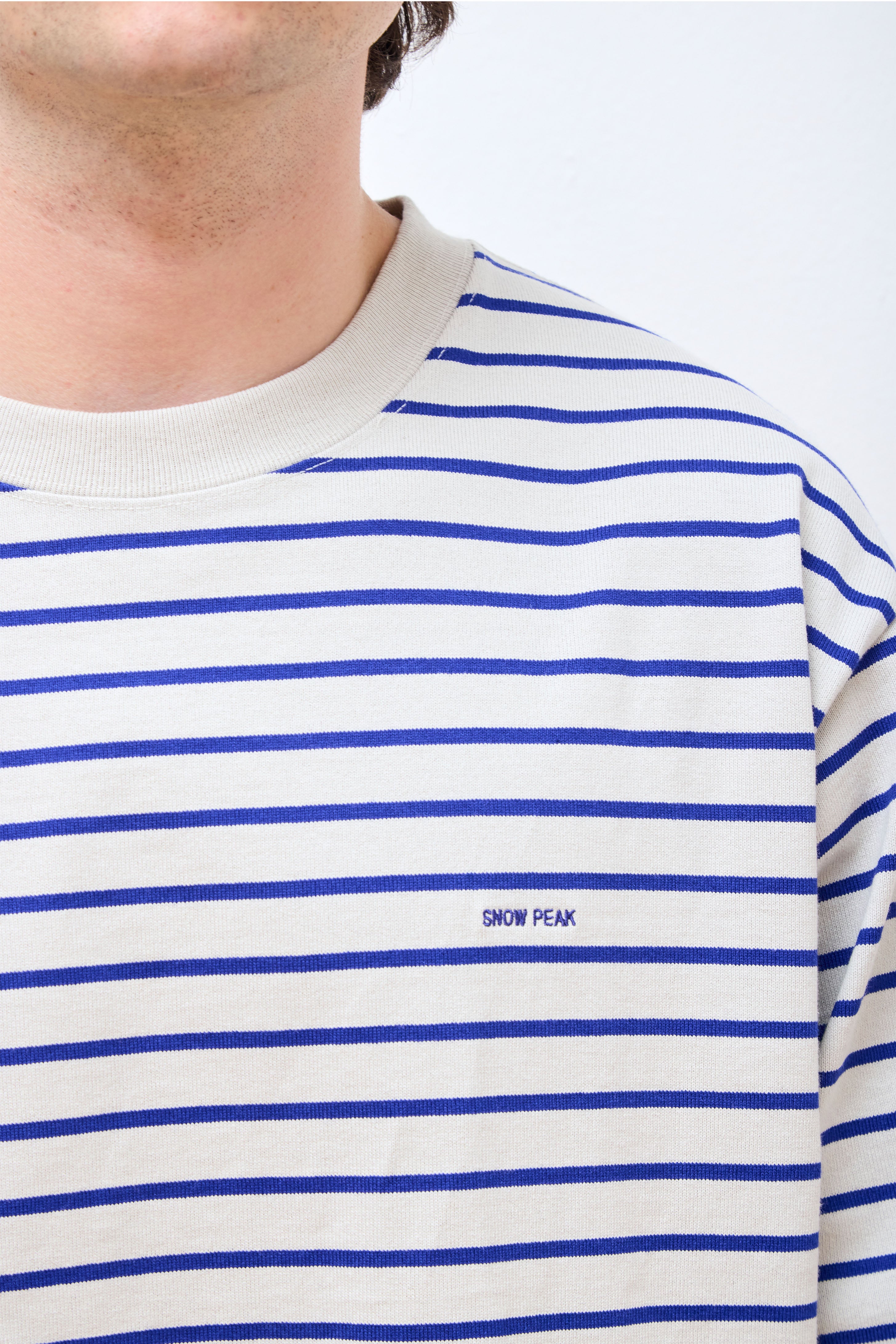 Heavy Cotton Border LS T-Shirt White/Blue