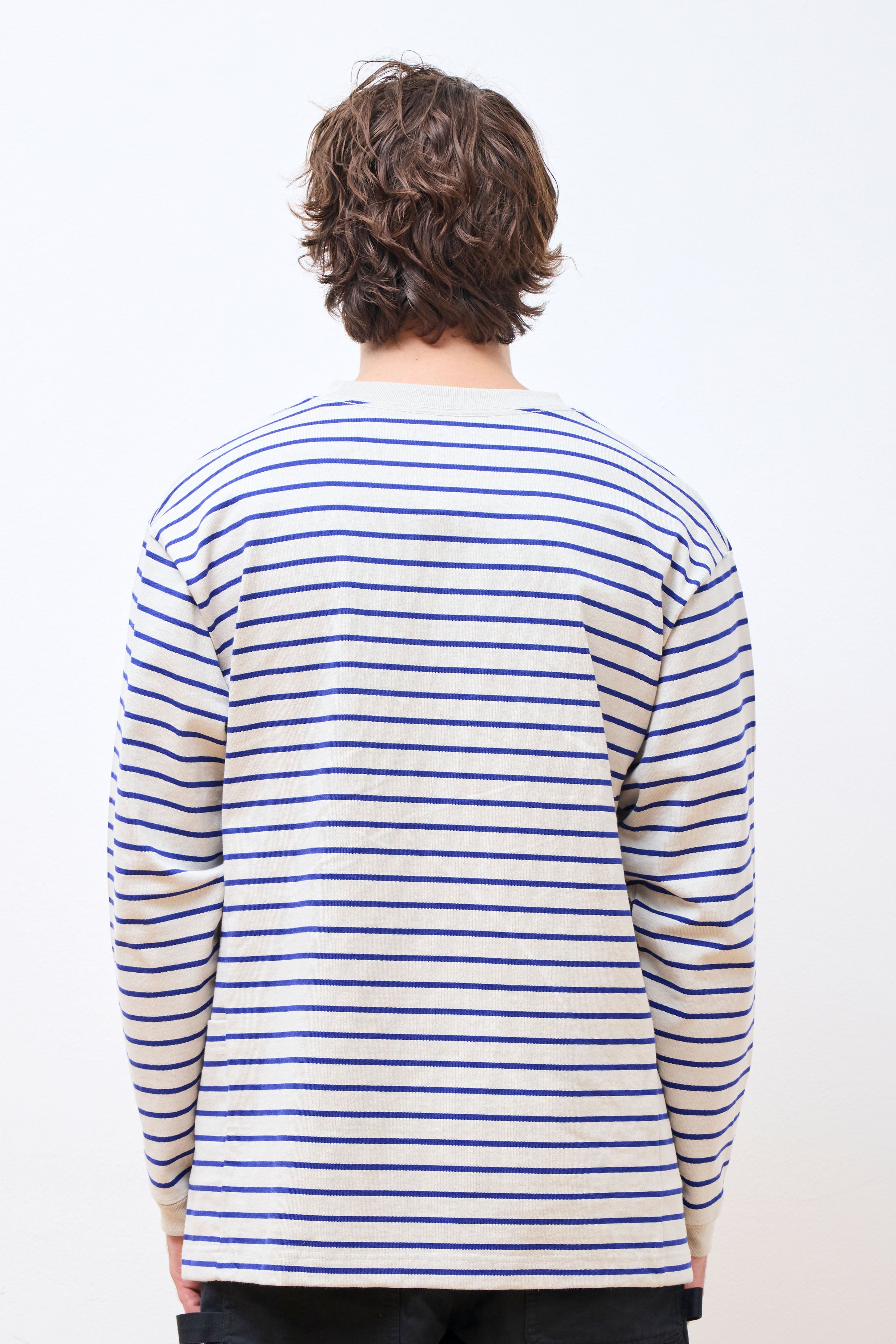 Heavy Cotton Border LS T-Shirt White/Blue