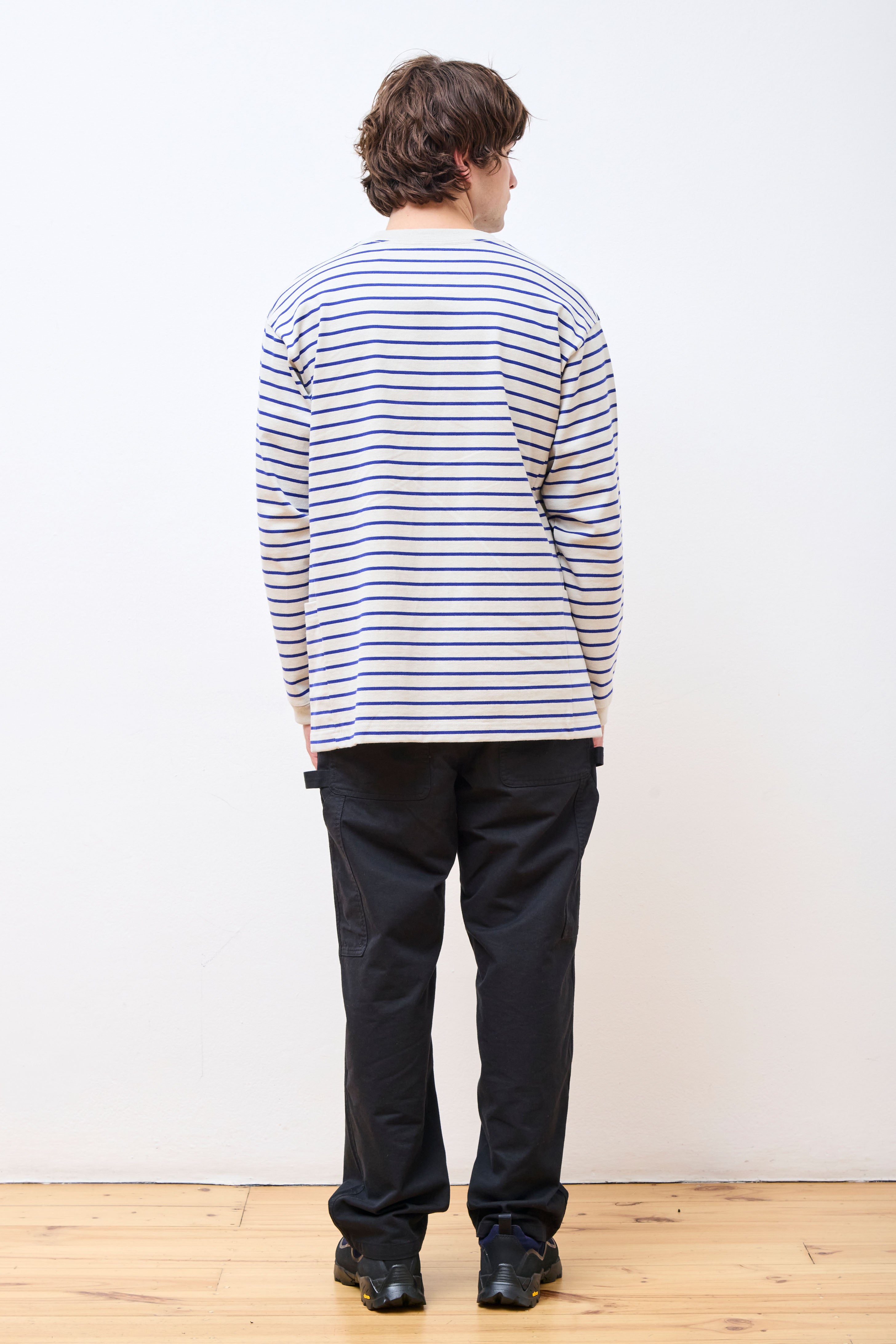 Heavy Cotton Border LS T-Shirt White/Blue