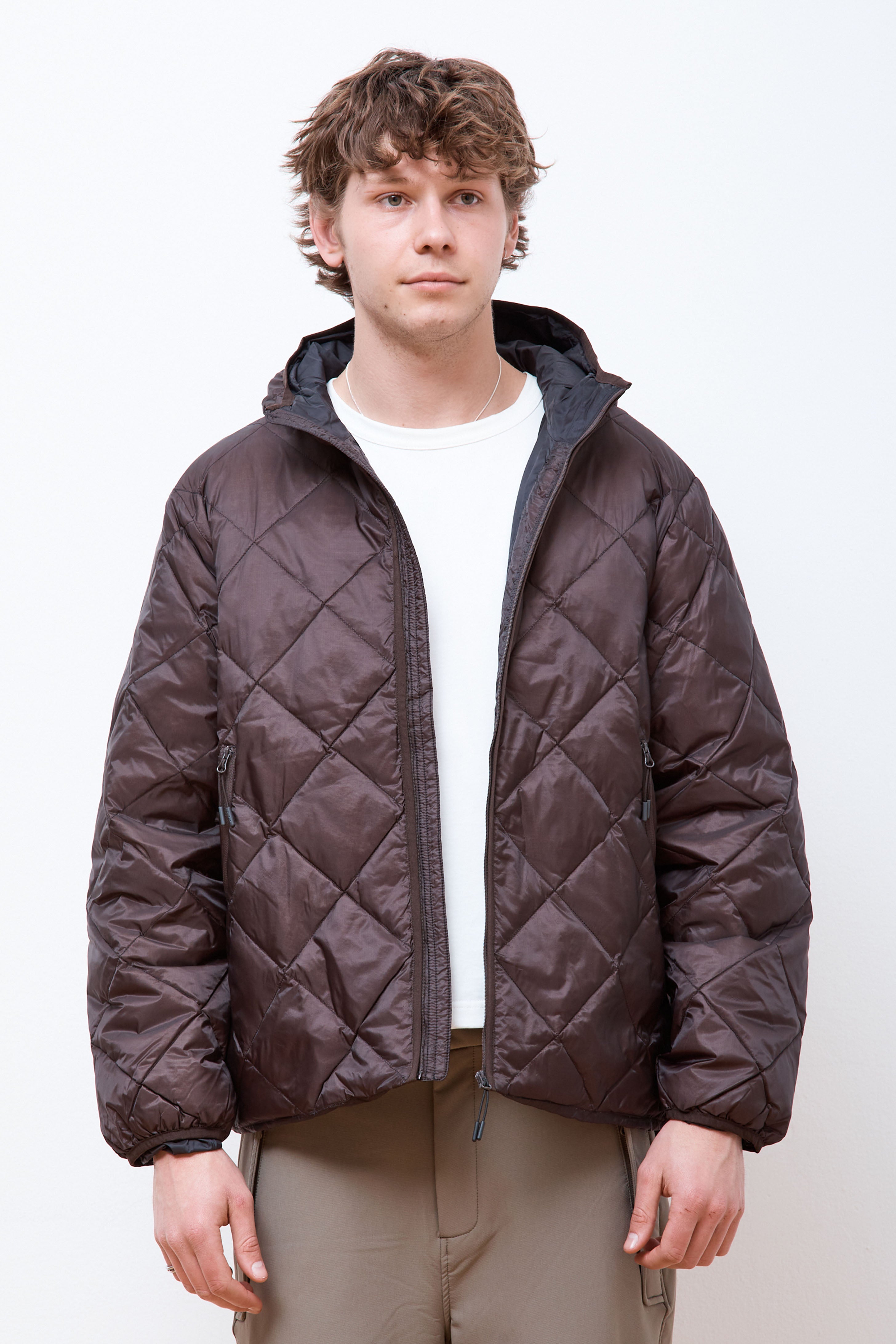 Light Down Hood Jacket Dk Brown