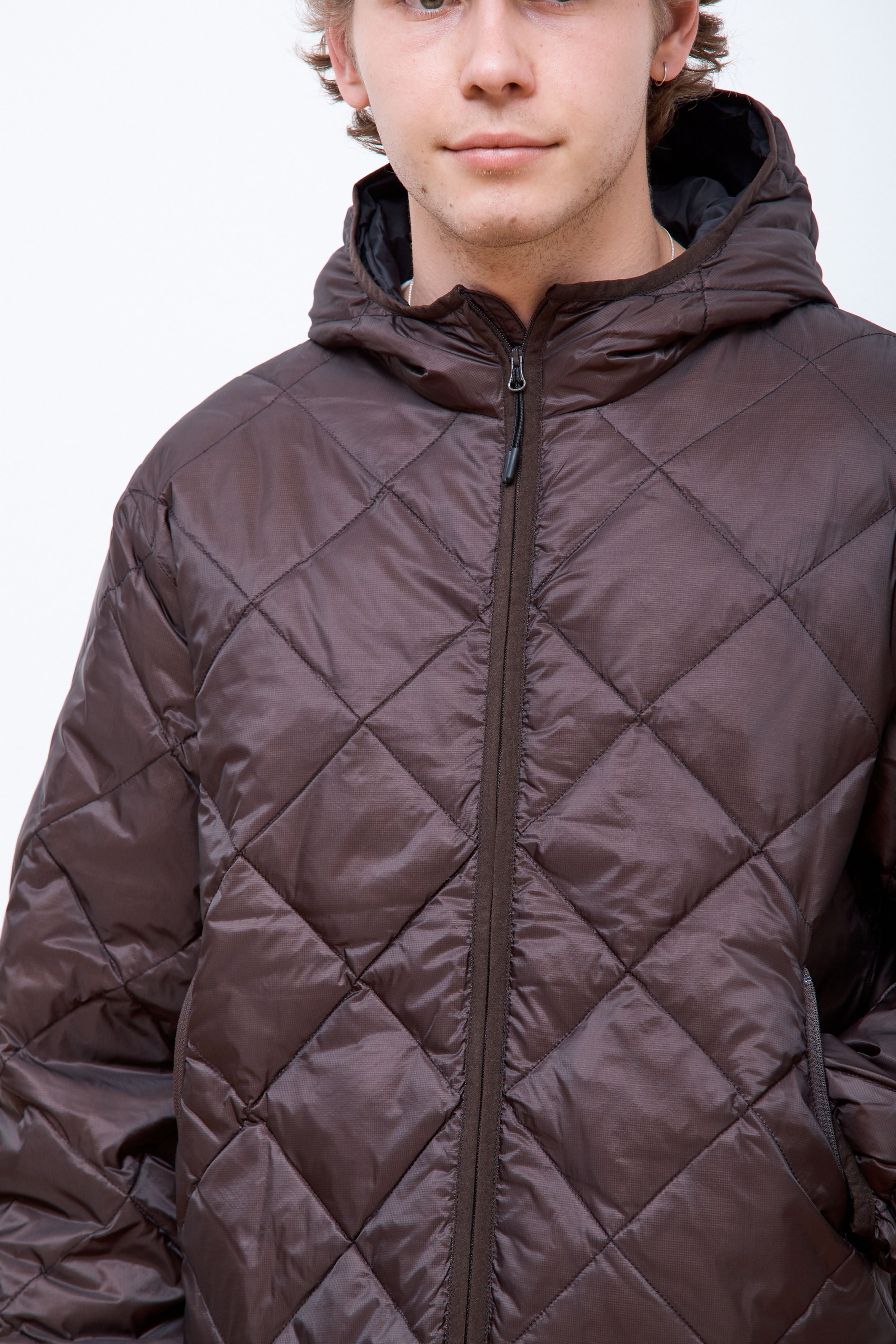 Light Down Hood Jacket Dk Brown