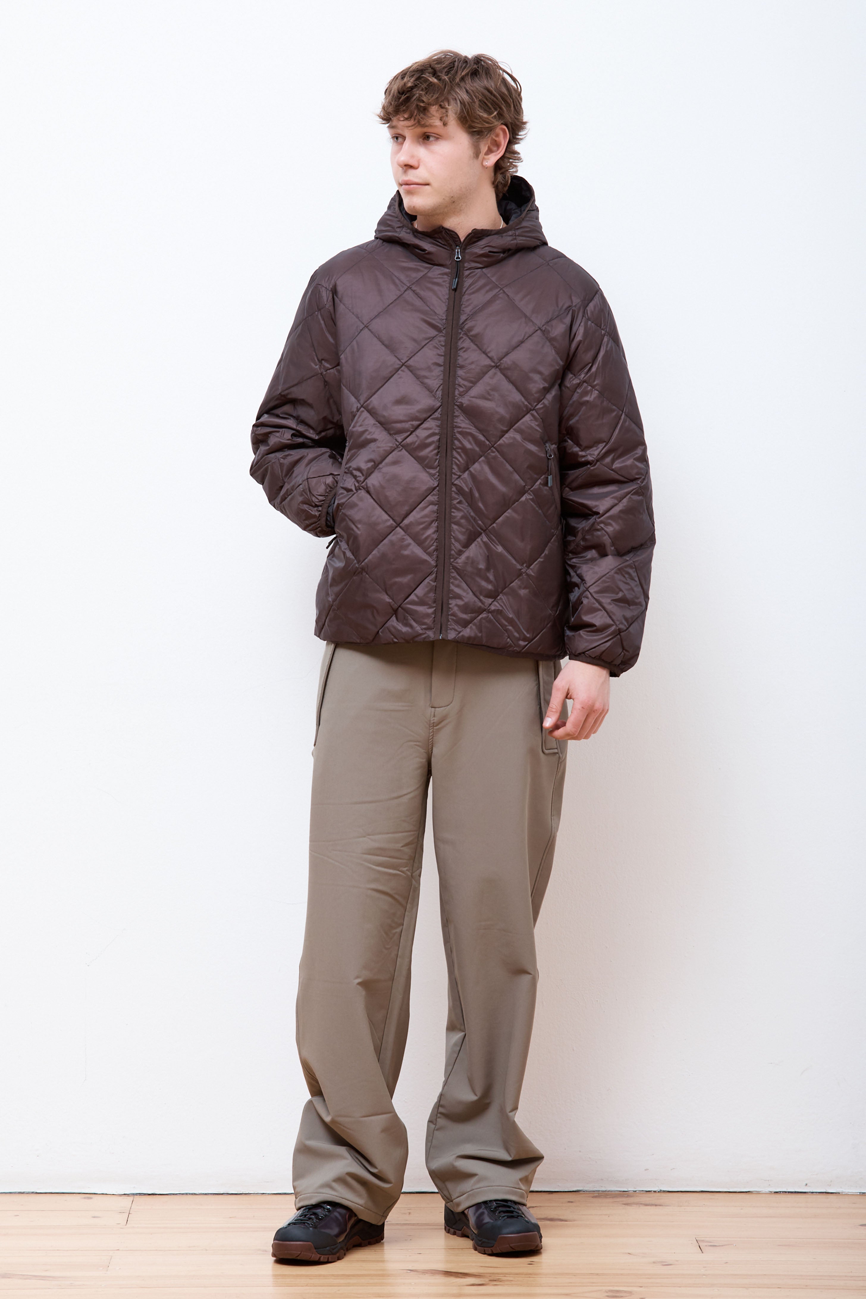 Light Down Hood Jacket Dk Brown