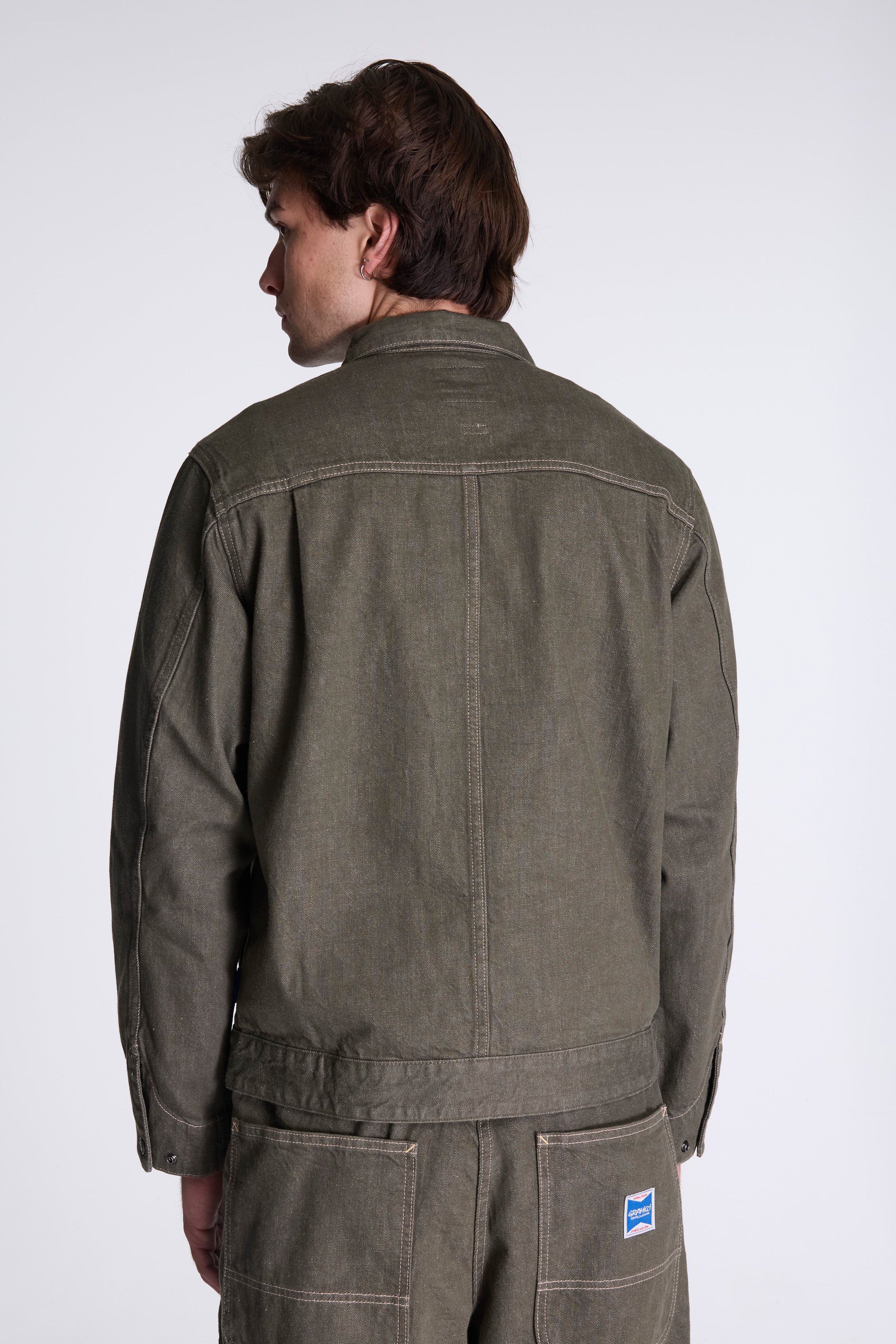 Japanese Slub Denim Jacket Dark Sage