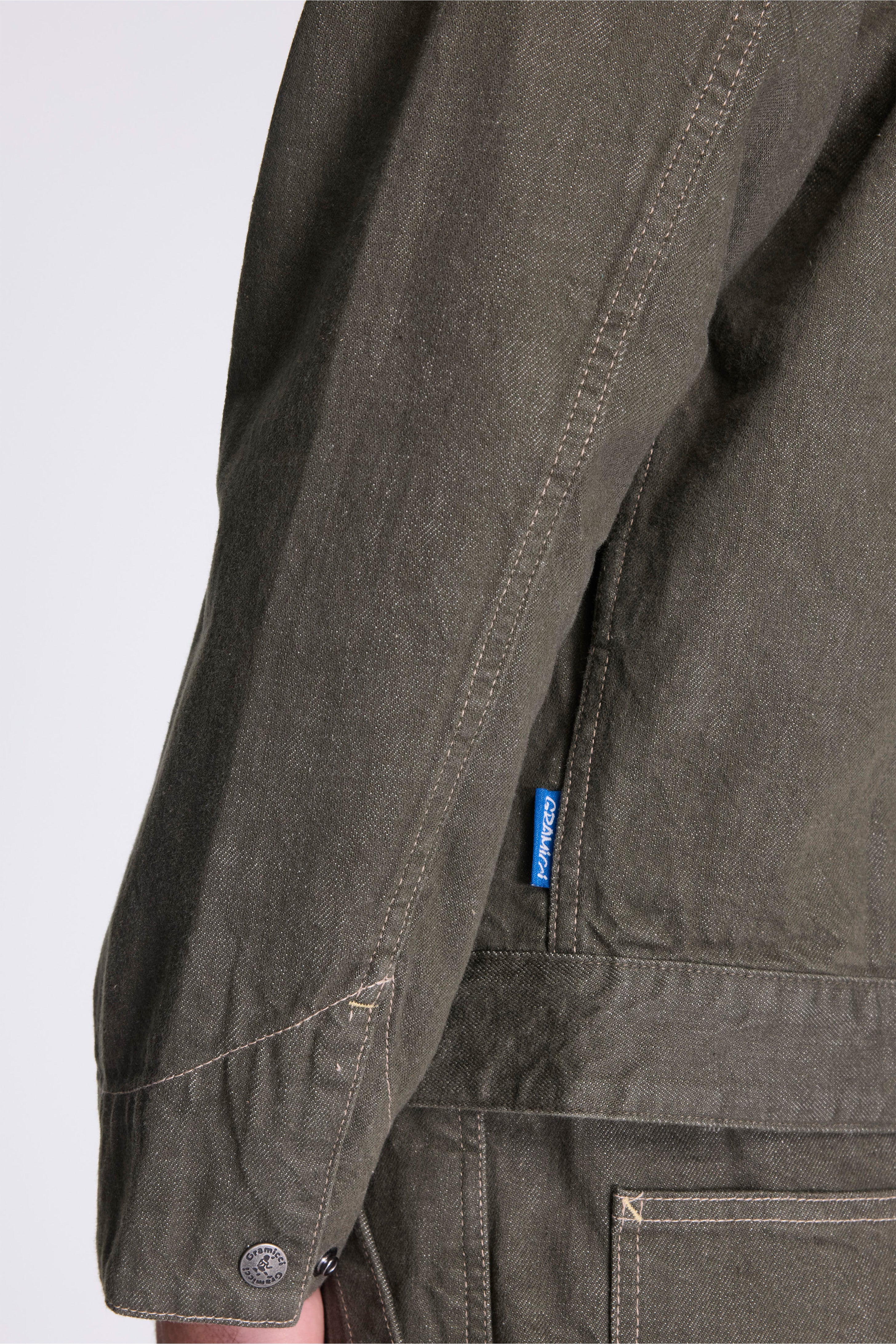 Japanese Slub Denim Jacket Dark Sage