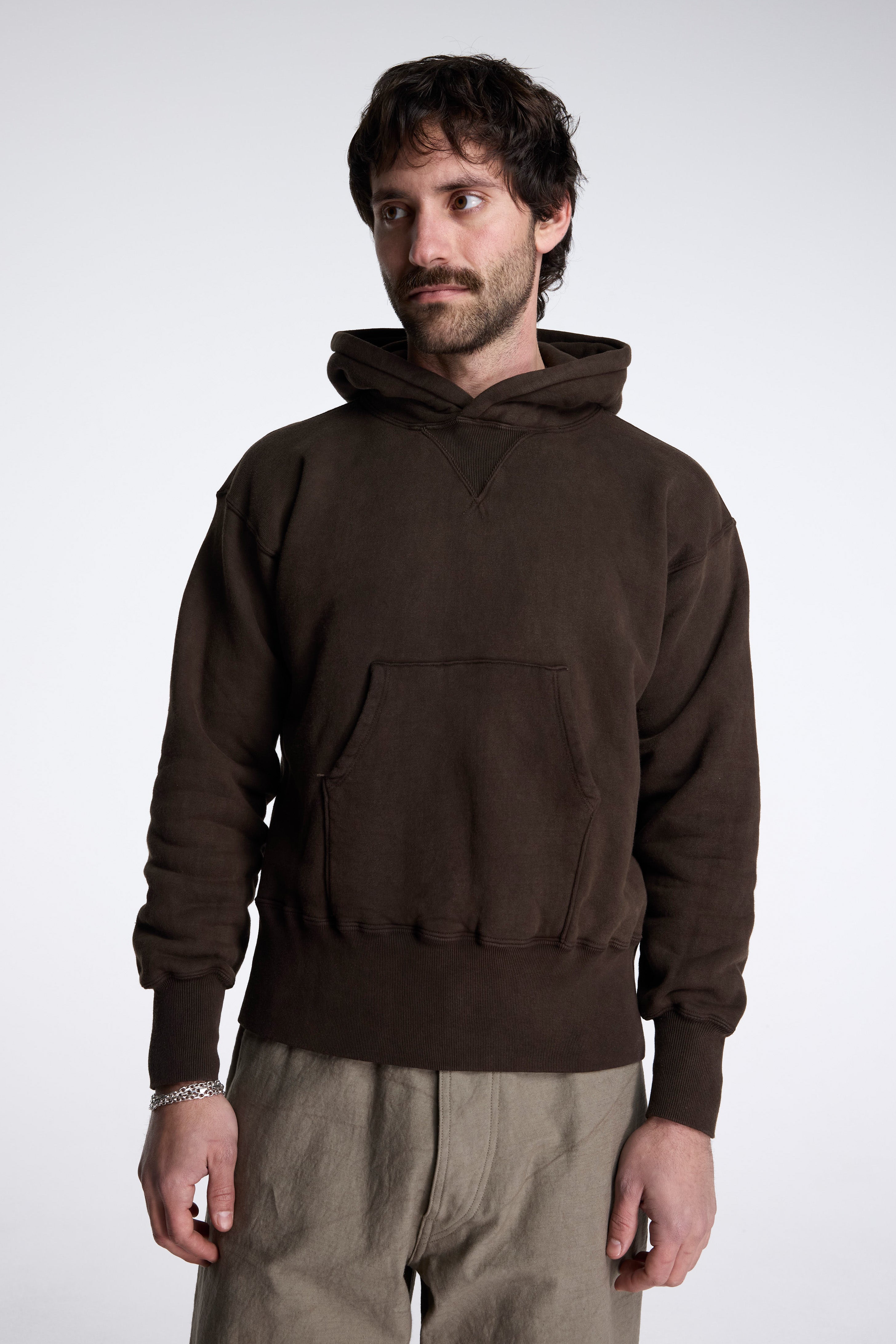 LOT.606 Hooded Sweat Shirt Mud Dyed Brown