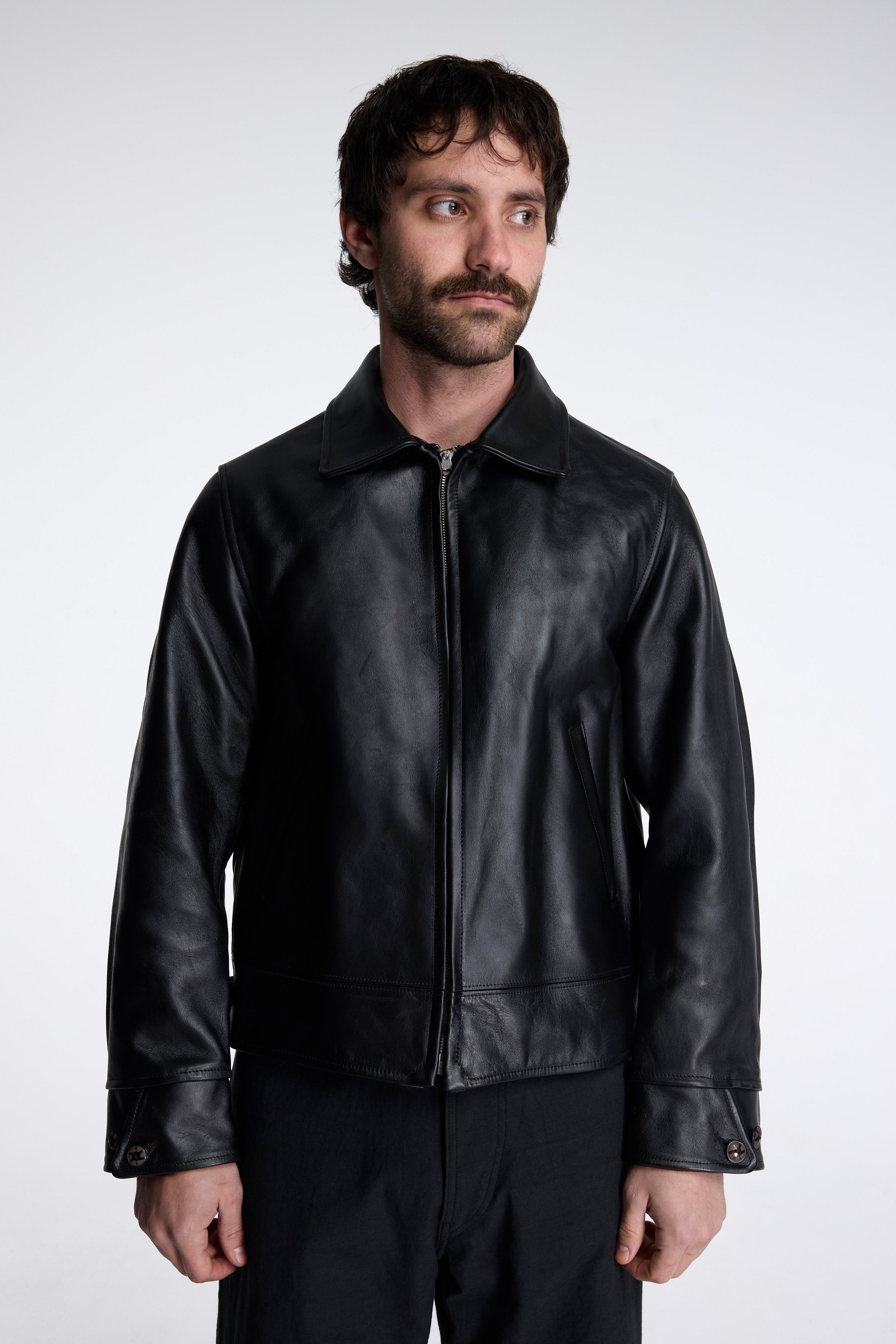 LOT.802 Cossack Leather Jacket Black