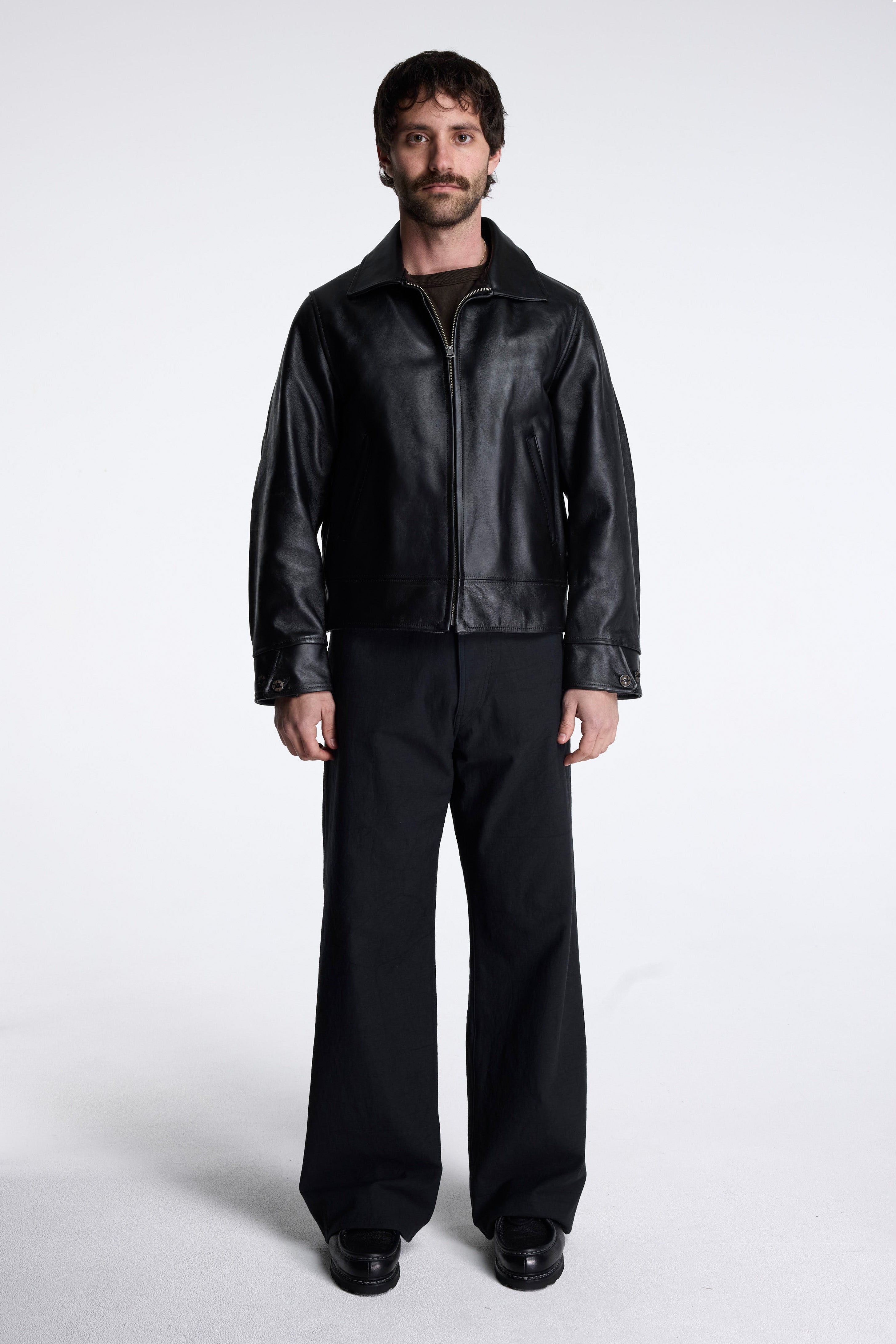 LOT.802 Cossack Leather Jacket Black