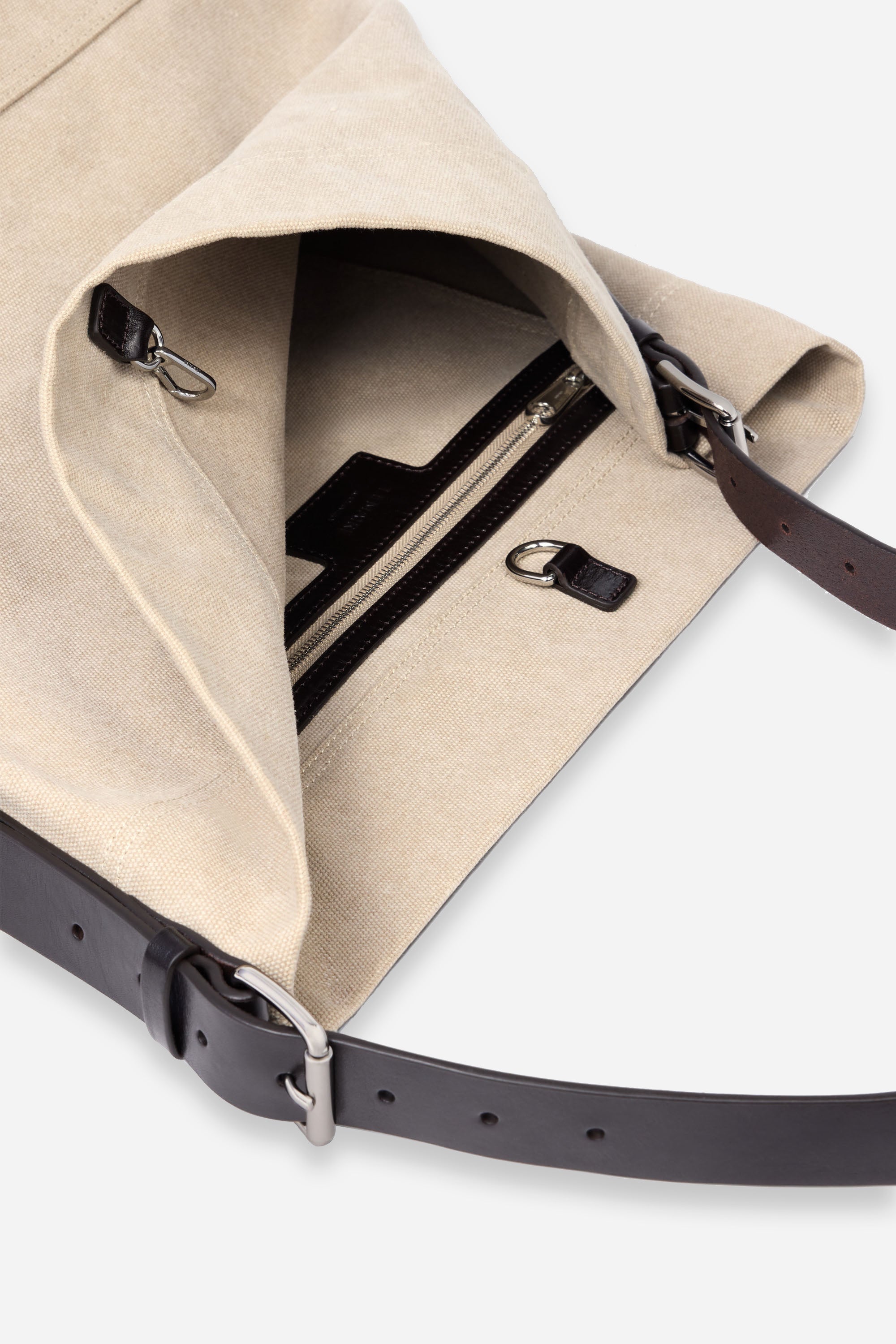 Belted Tote Bag Dark Linen