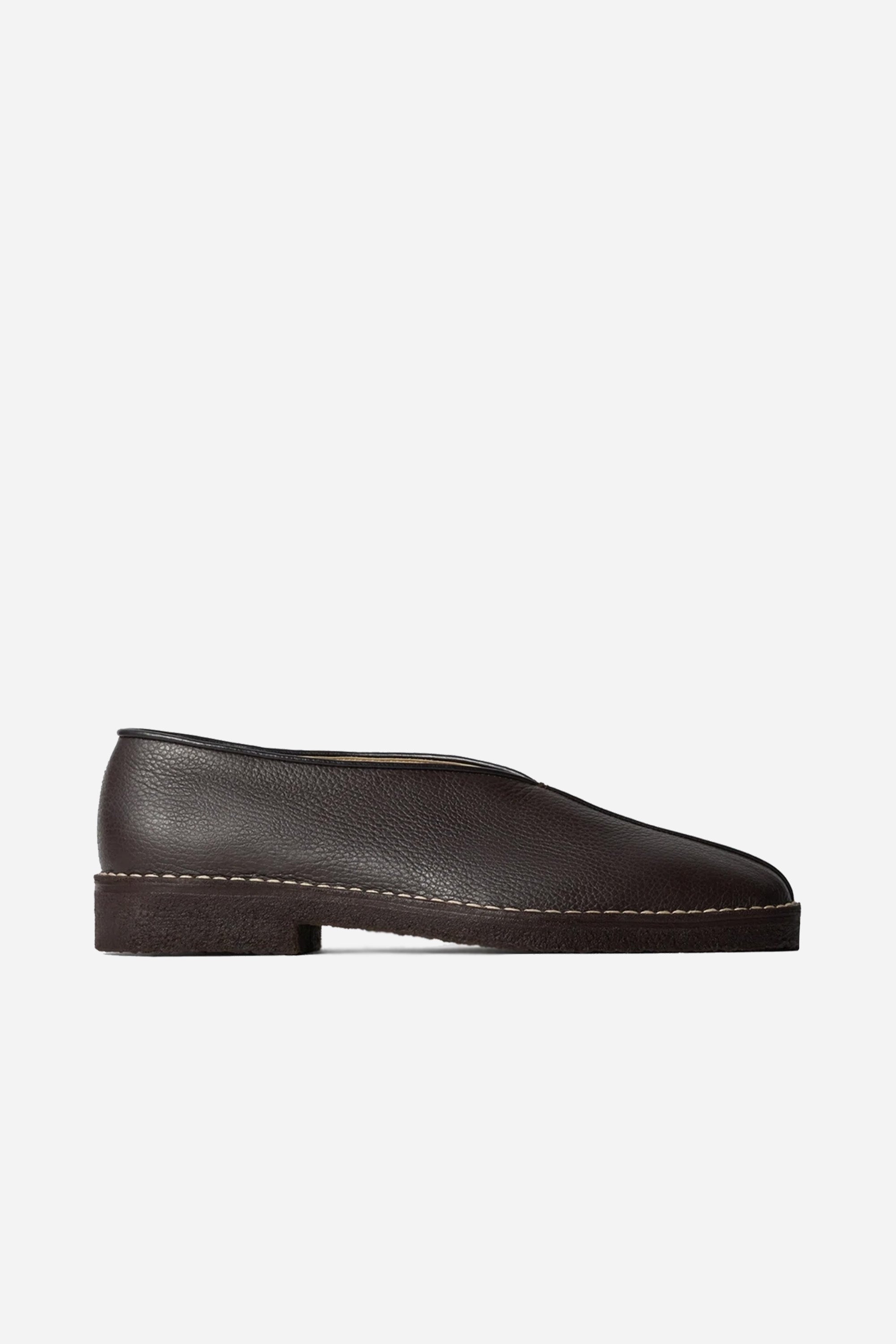 Piped Crepe Slippers Dark Brown