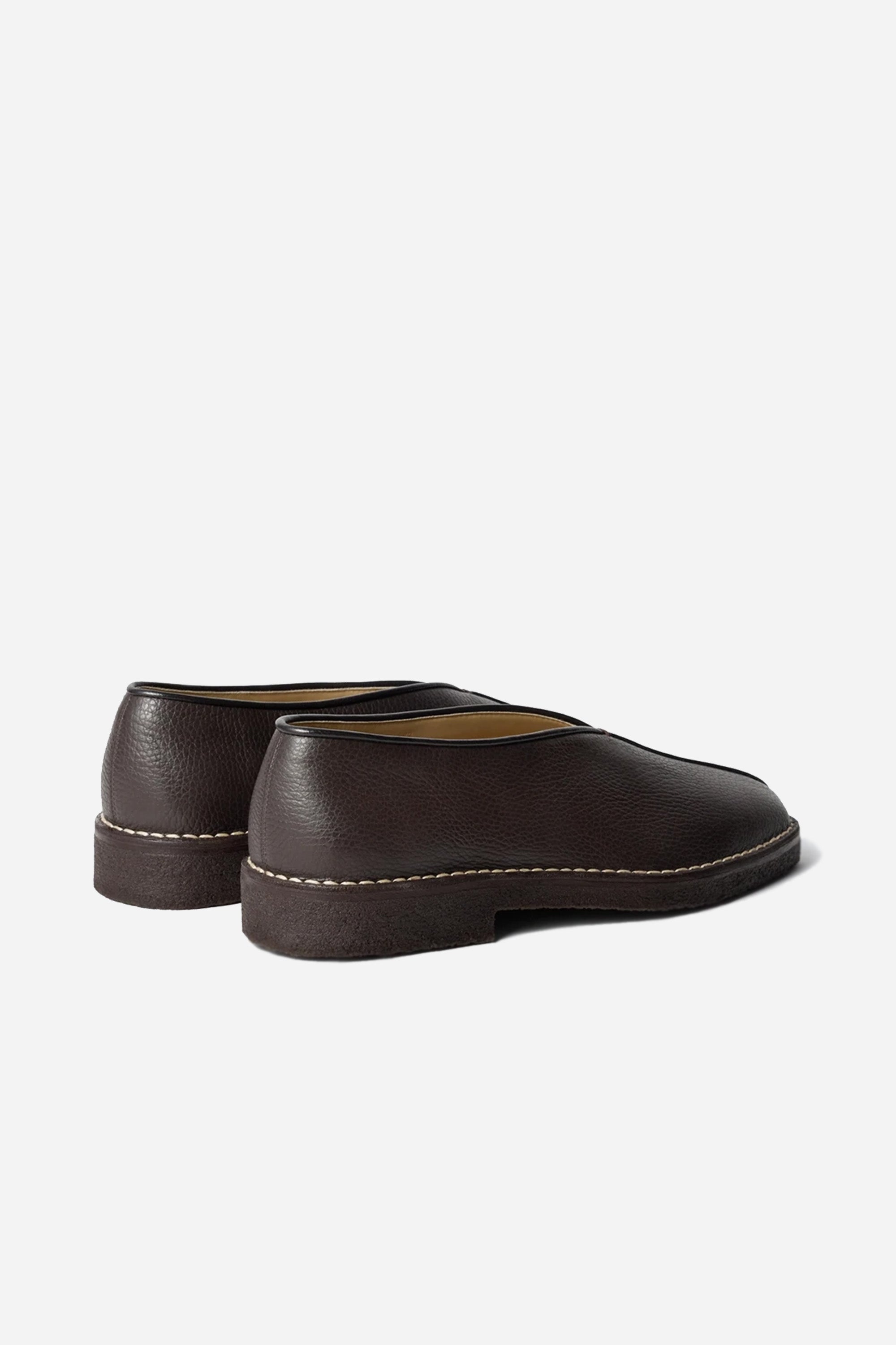 Piped Crepe Slippers Dark Brown
