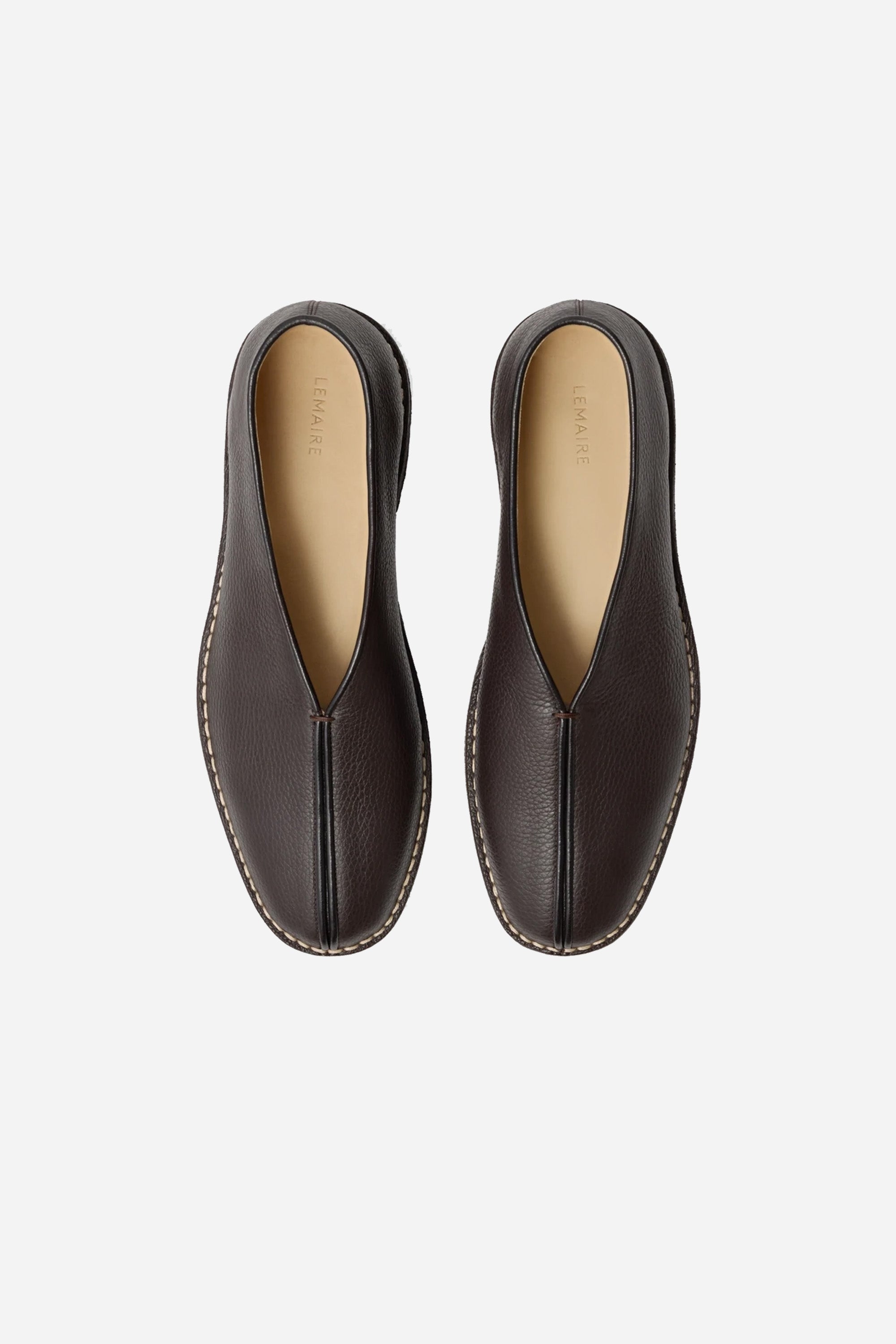 靴 LEMAIRE PIPED CREPE SLIPPERS DARK BROWN Lemaire Womens Piped Crepe Slippers Dark Brown | HAVN