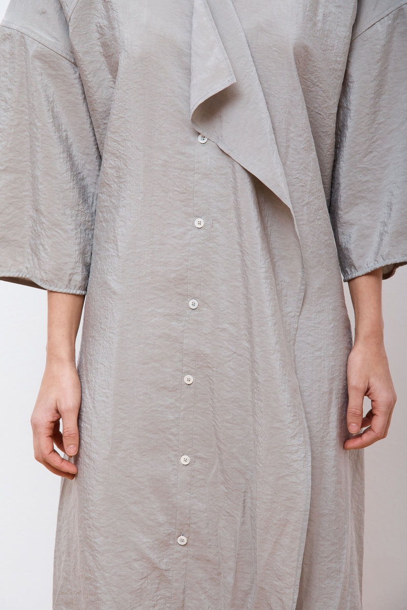 Asymmetrical Shirt Dress Light Misty Grey