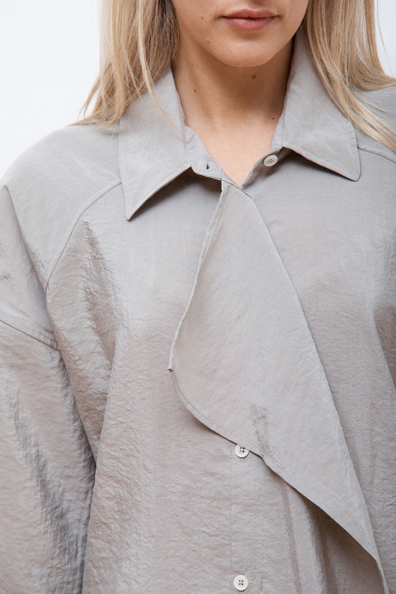 Asymmetrical Shirt Dress Light Misty Grey