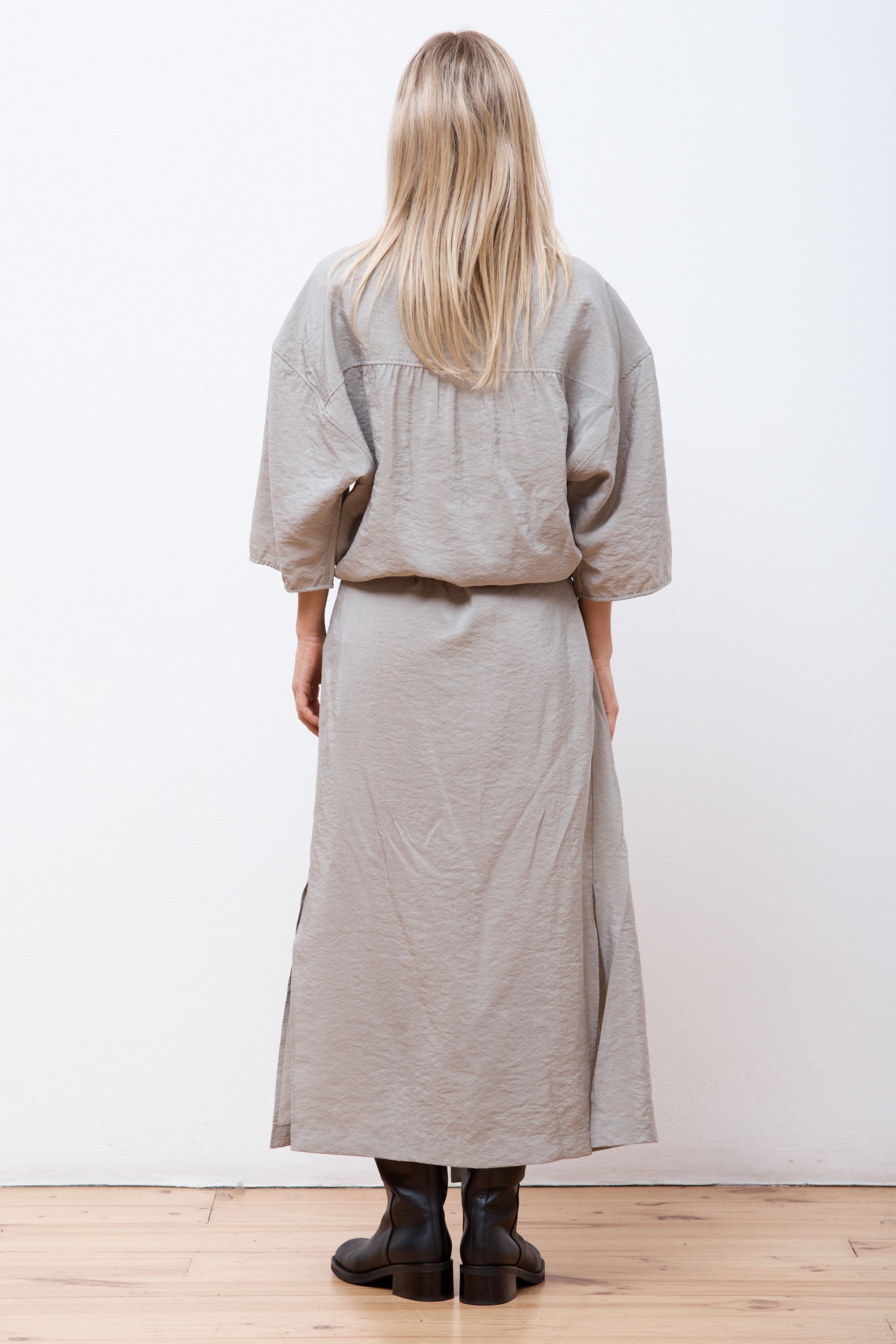 Asymmetrical Shirt Dress Light Misty Grey