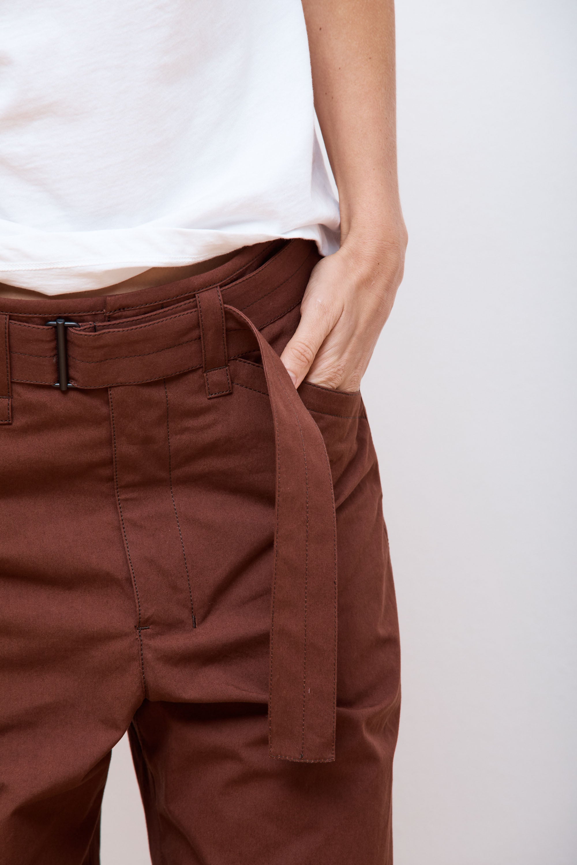 Belted Tapered Pants Chocolate Fondant